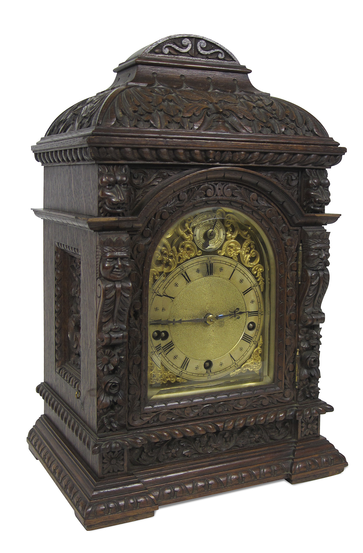 GERMAN CARVED OAK BRACKET CLOCK, BY WINTERHALDER AND HOFMEIER