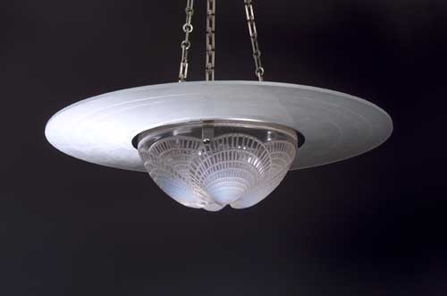 'Coquilles', a pair of Lalique ceiling lights,