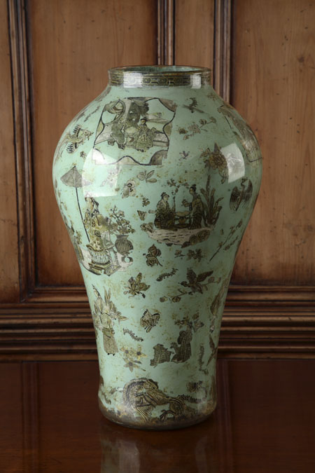 A large meiping shaped decalcomania vase