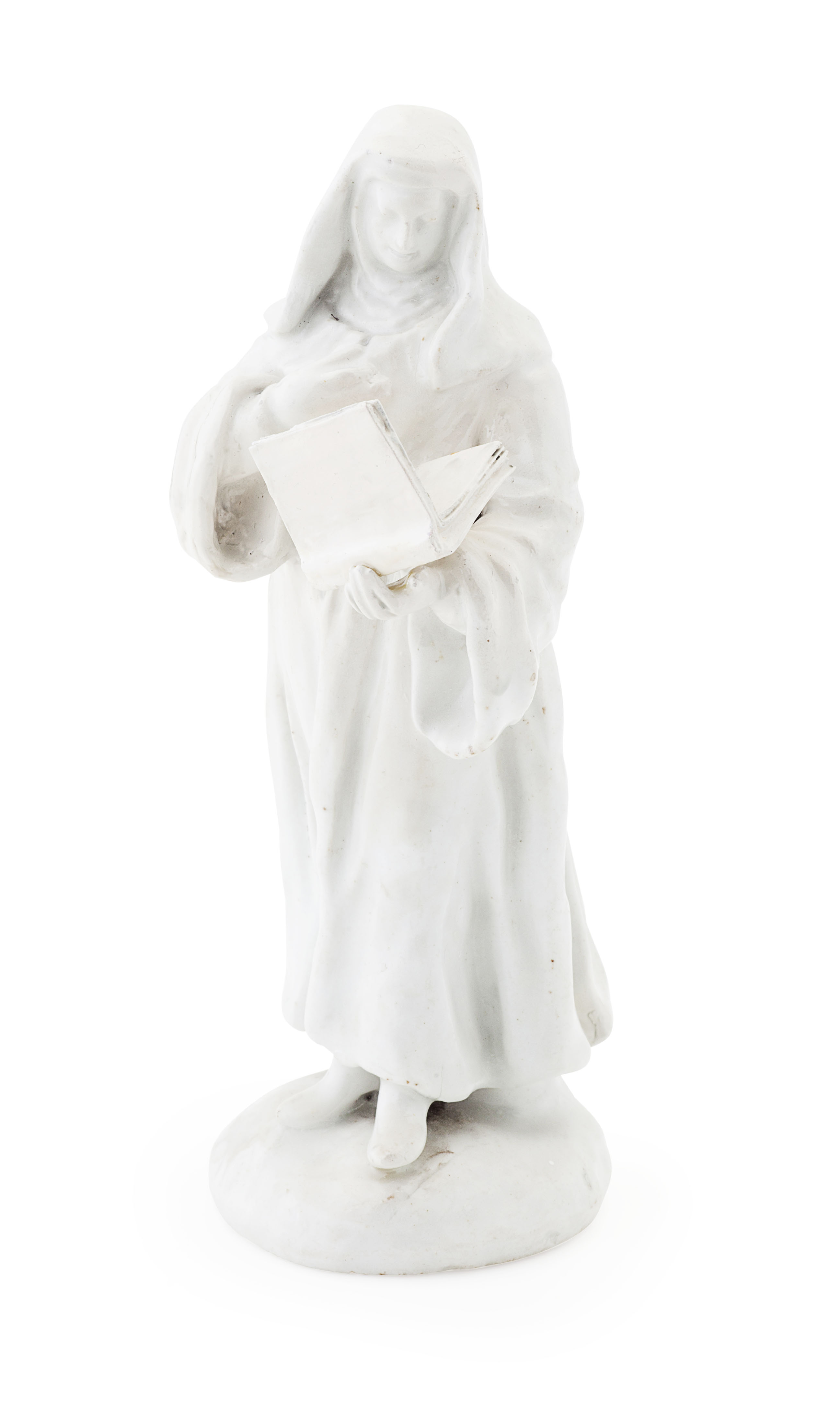 BOW WHITE GLAZED FIGURE OF A NUN