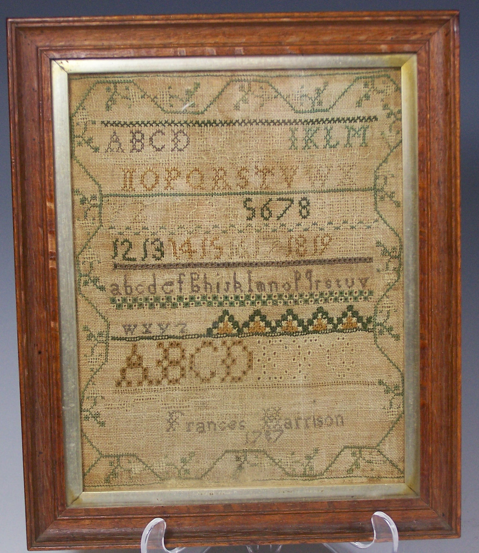 A late 18th century framed sampler