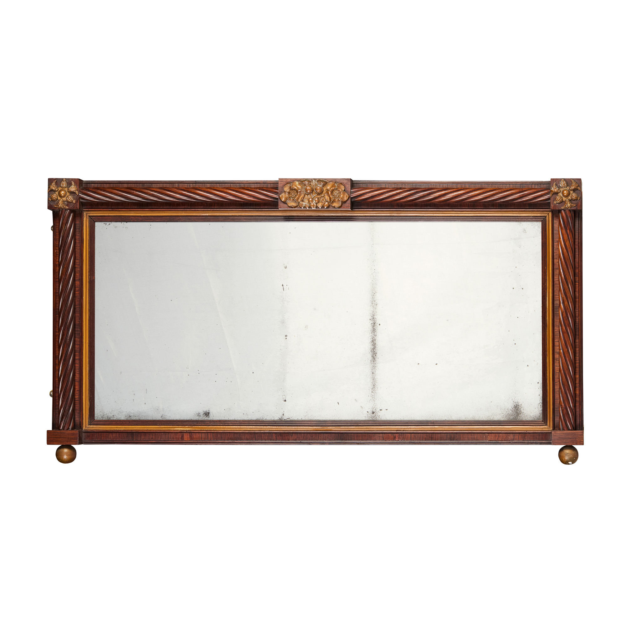 GEORGE IV ROSEWOOD AND PARCEL GILT OVERMANTEL MIRROR