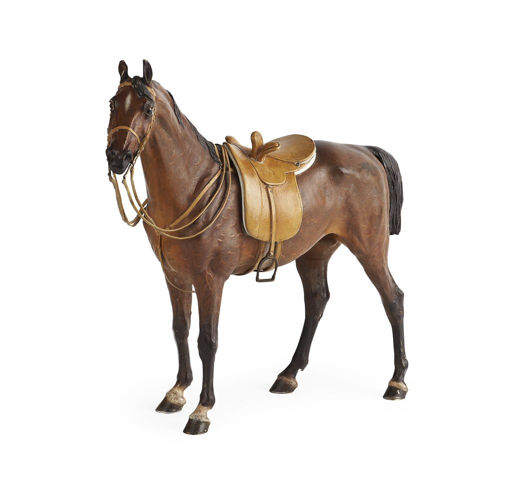 FRANZ BERGMAN (AUSTRIAN 1861-1936), COLD PAINTED BRONZE FIGURE OF A STALLION