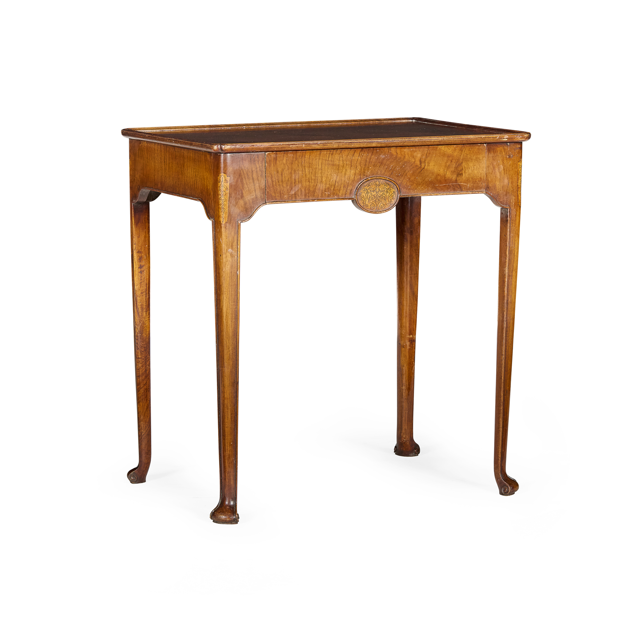QUEEN ANNE STYLE WALNUT AND MARQUETRY TEA TABLE, ATTRIBUTED TO GILL & REIGATE