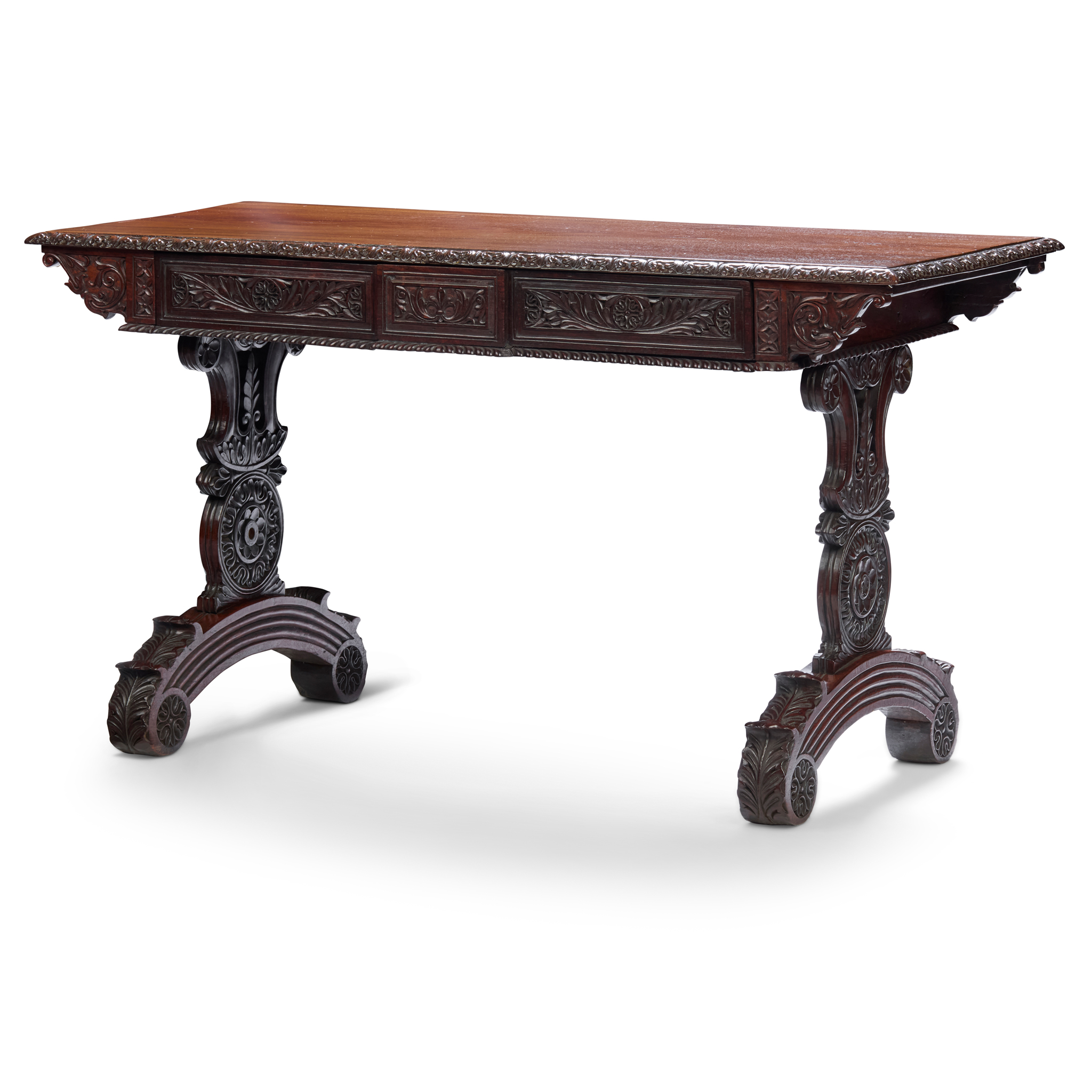 WILLIAM IV ANGLO-INDIAN PADOUK LIBRARY TABLE
