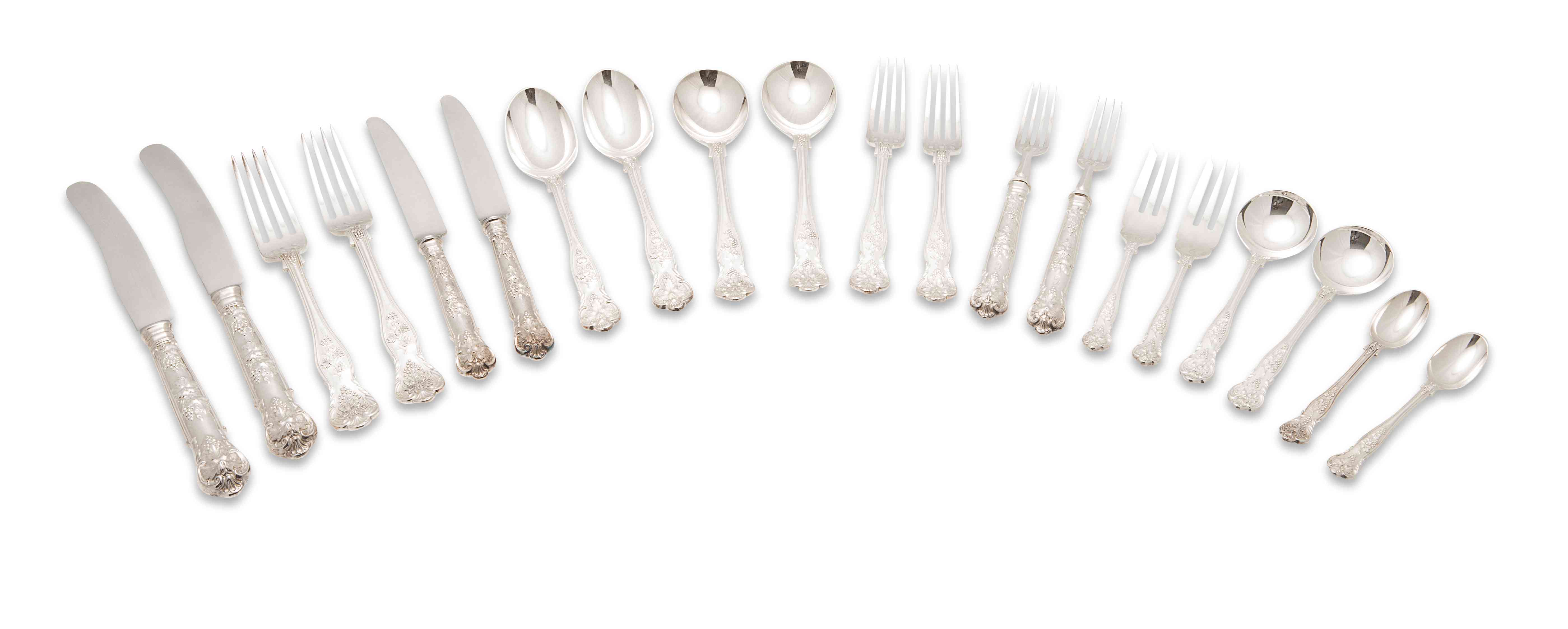 A suite of modern silver flatware