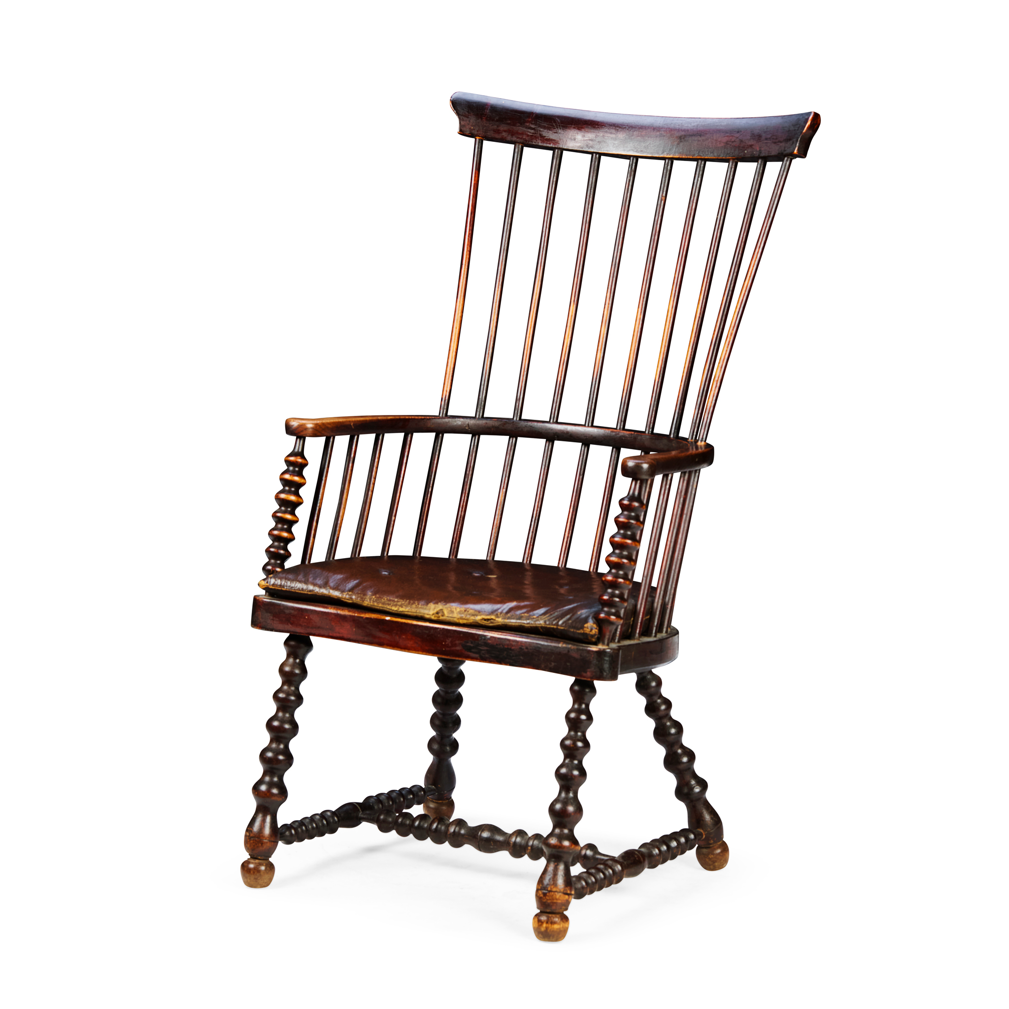 A SCOTTISH STAINED ELM 'DARVEL' TYPE ARMCHAIR