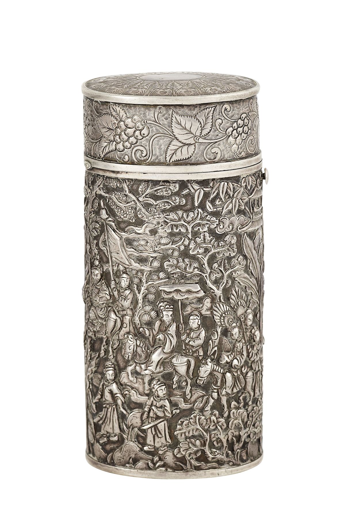 CHINESE EXPORT SILVER CANISTER