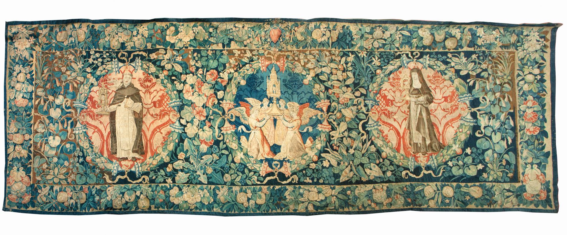 BRUSSELS RELIGIOUS MILLEFLEURS TAPESTRY