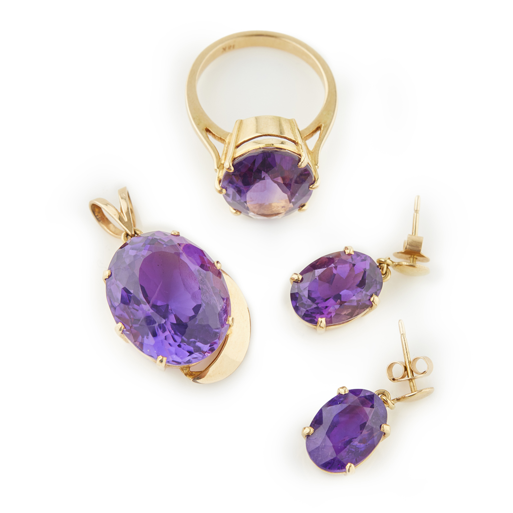A suite of amethyst jewellery