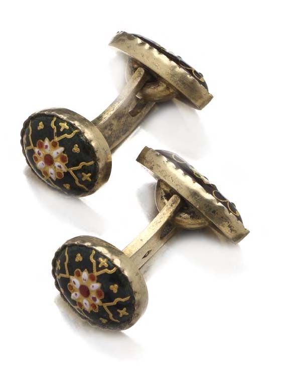 A pair of French gold cufflinks,