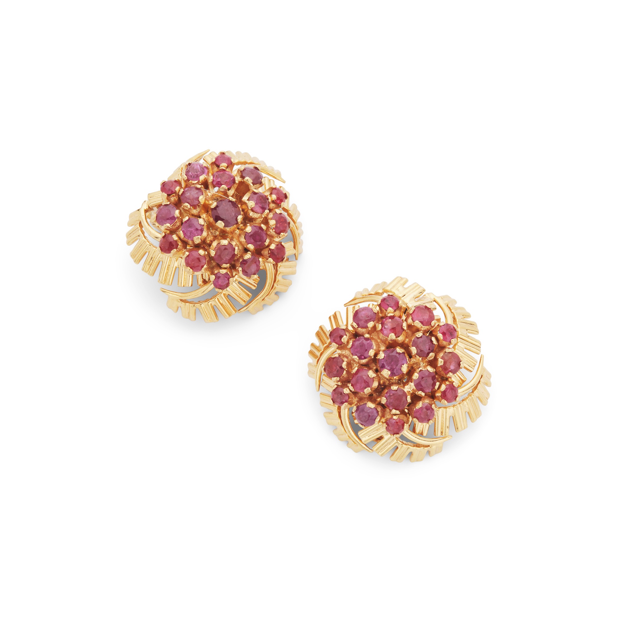 A pair of ruby earrings