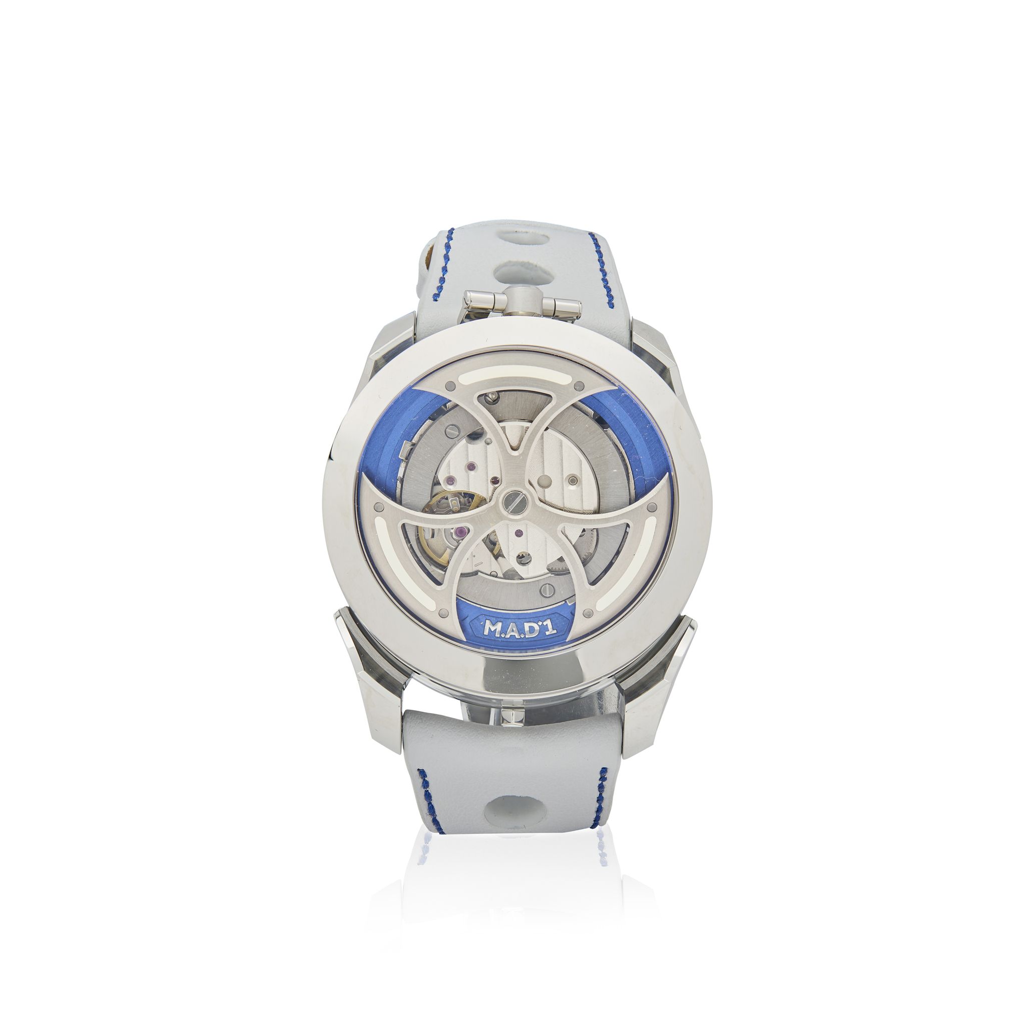 MB&F. A rare and unusual stainless steel semi-skeletonised automatic wristwatch with lateral time display