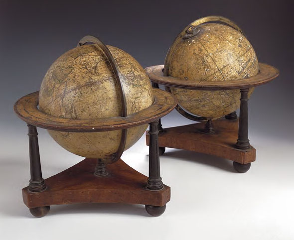 A pair of 9inch terrestrial and celestial table globes, by John Lothian, St Andrews Square, Edinburgh, 1828,