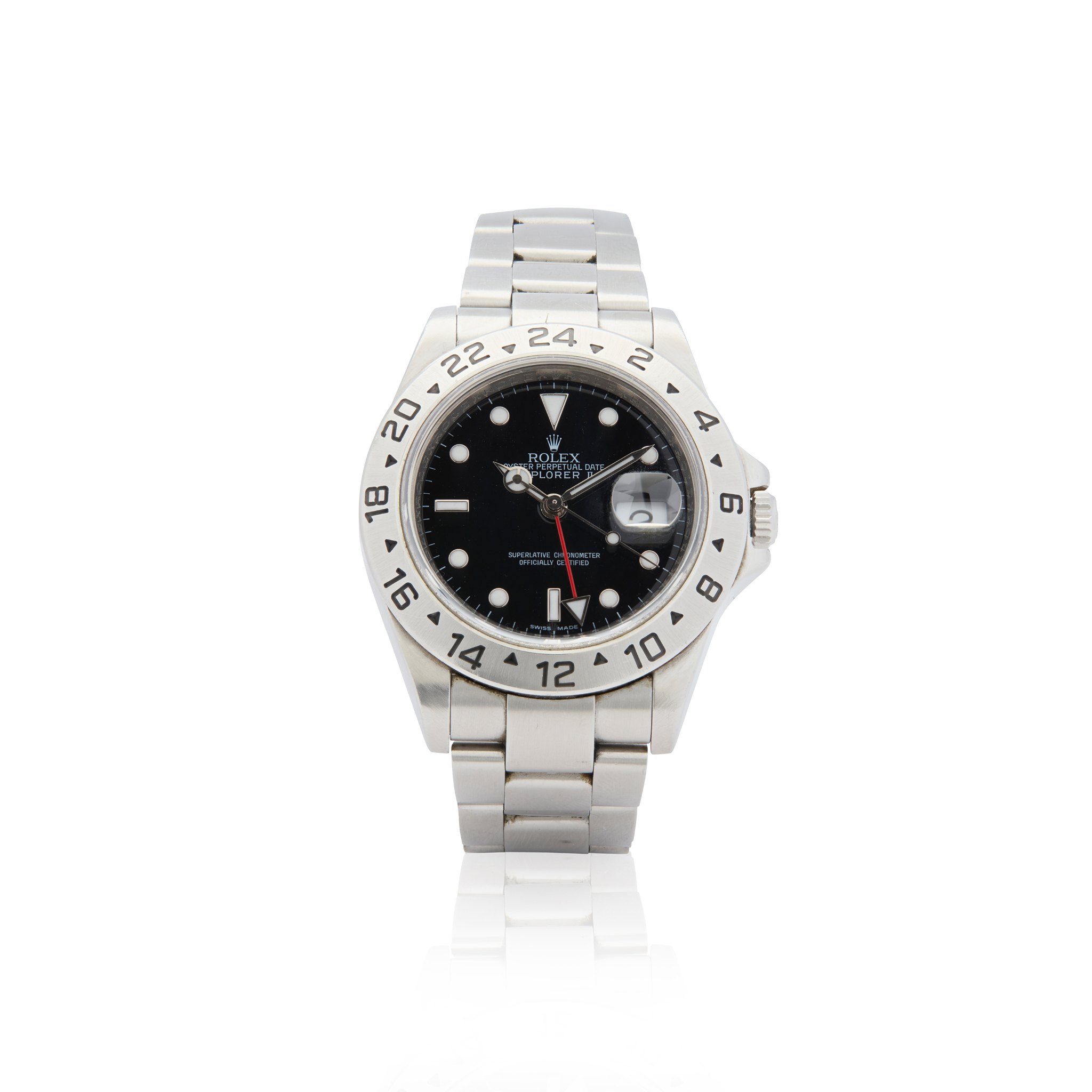 Rolex. A stainless steel automatic wristwatch with 24hr hand