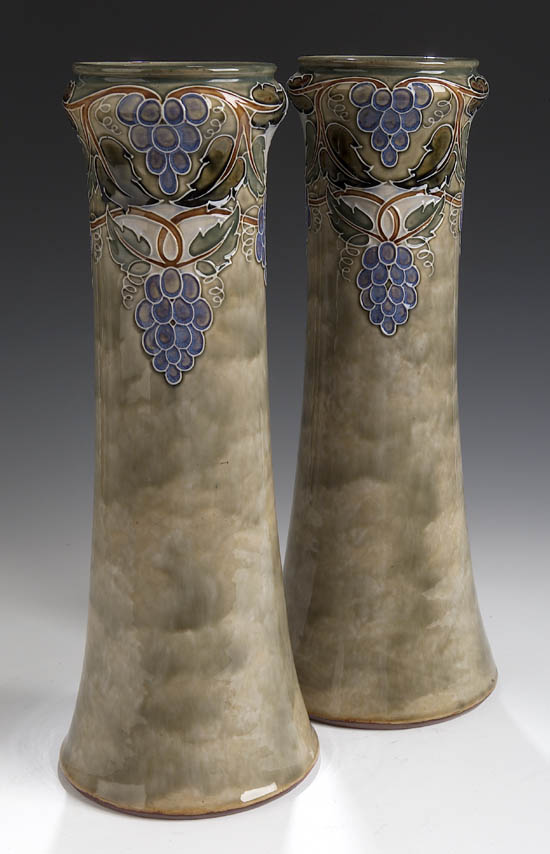 A pair of Royal Doulton stoneware vases