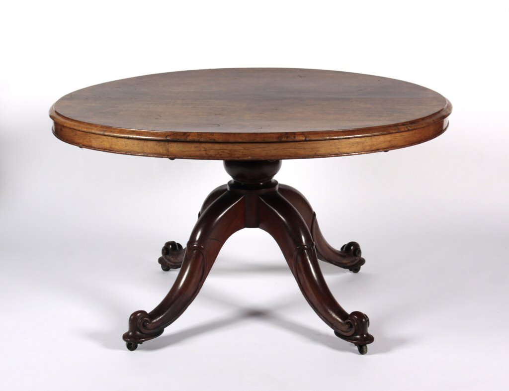 A Victorian burr walnut breakfast table