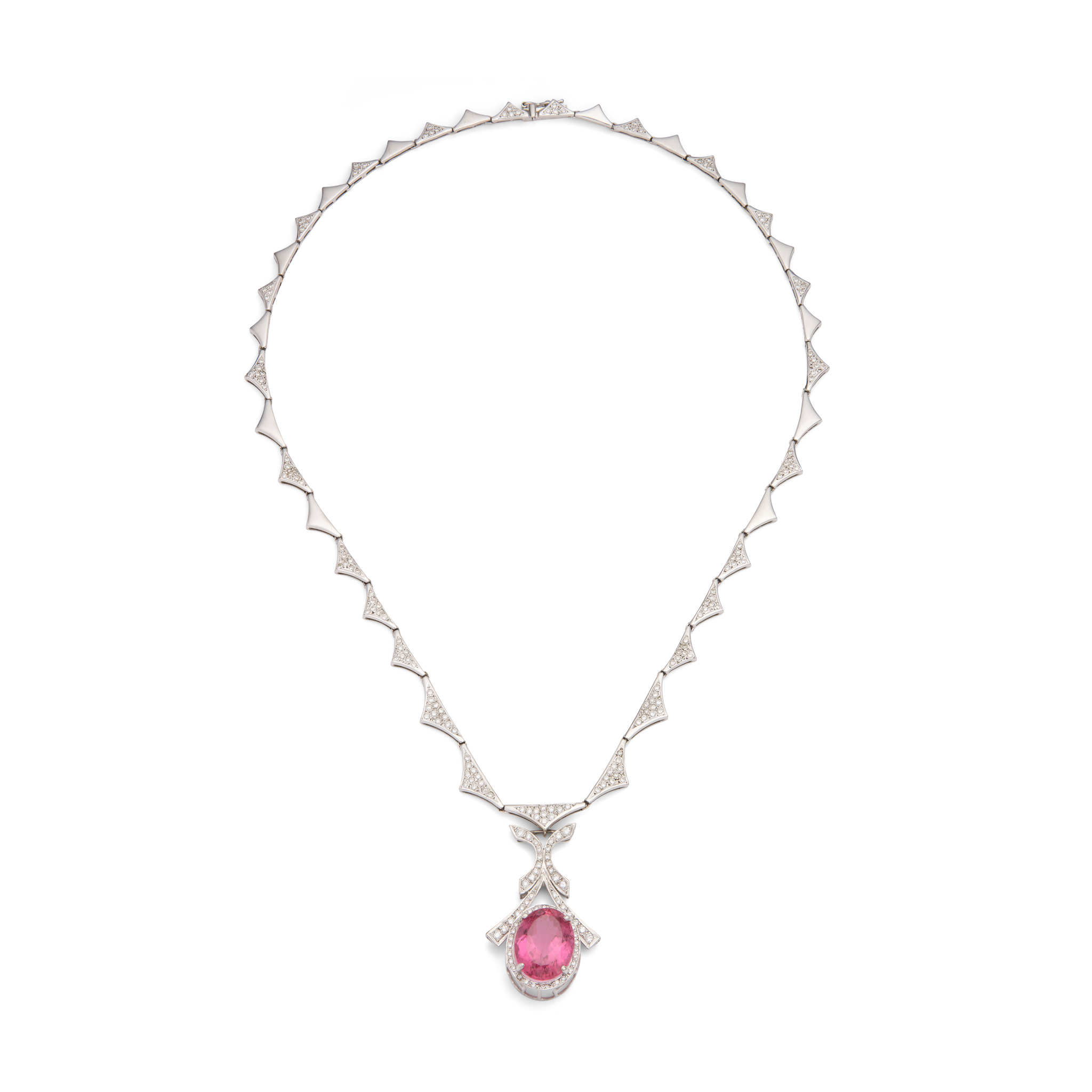 A bespoke rubellite and diamond necklace