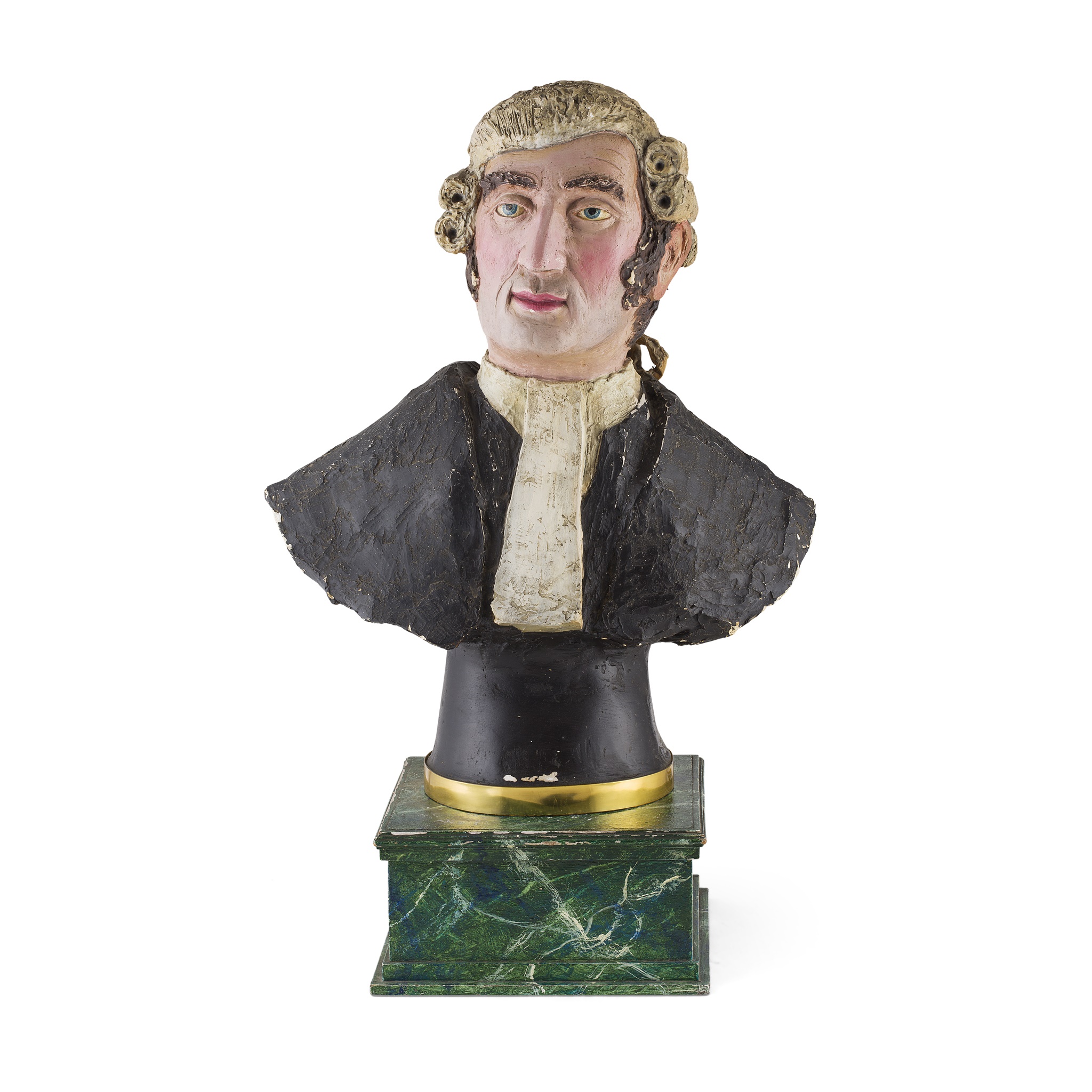 PAINTED PLASTER AND PAPIER-MÂCHÉ BUST OF AN ADVOCATE