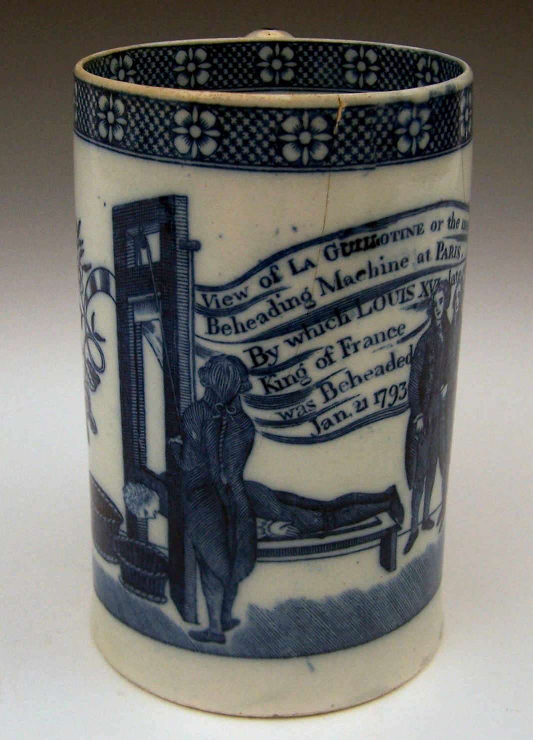 A rare 19th century Welsh blue printed tankard Attributed to Swansea