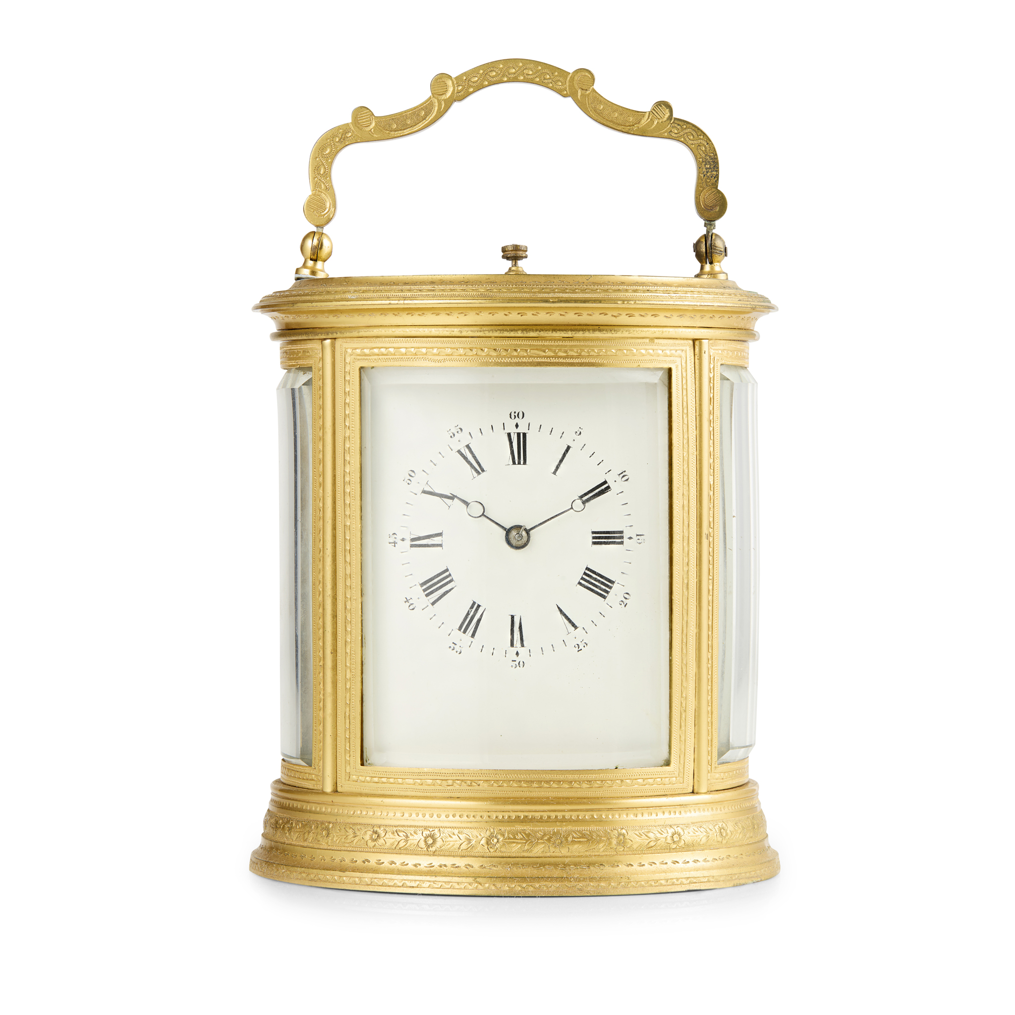 FRENCH GILT BRASS REPEATING CARRIAGE CLOCK