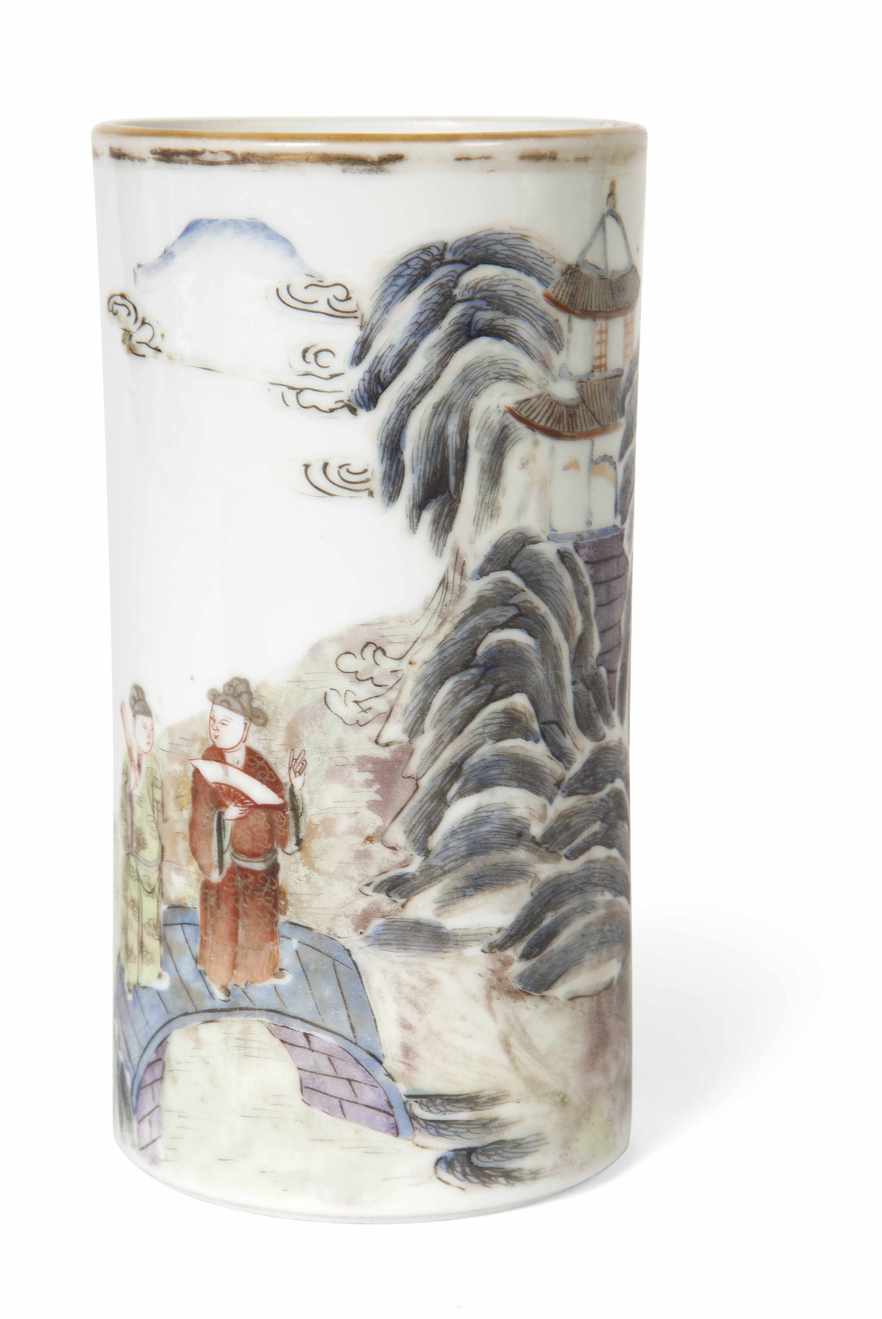 FAMILLE VERTE BRUSH POT