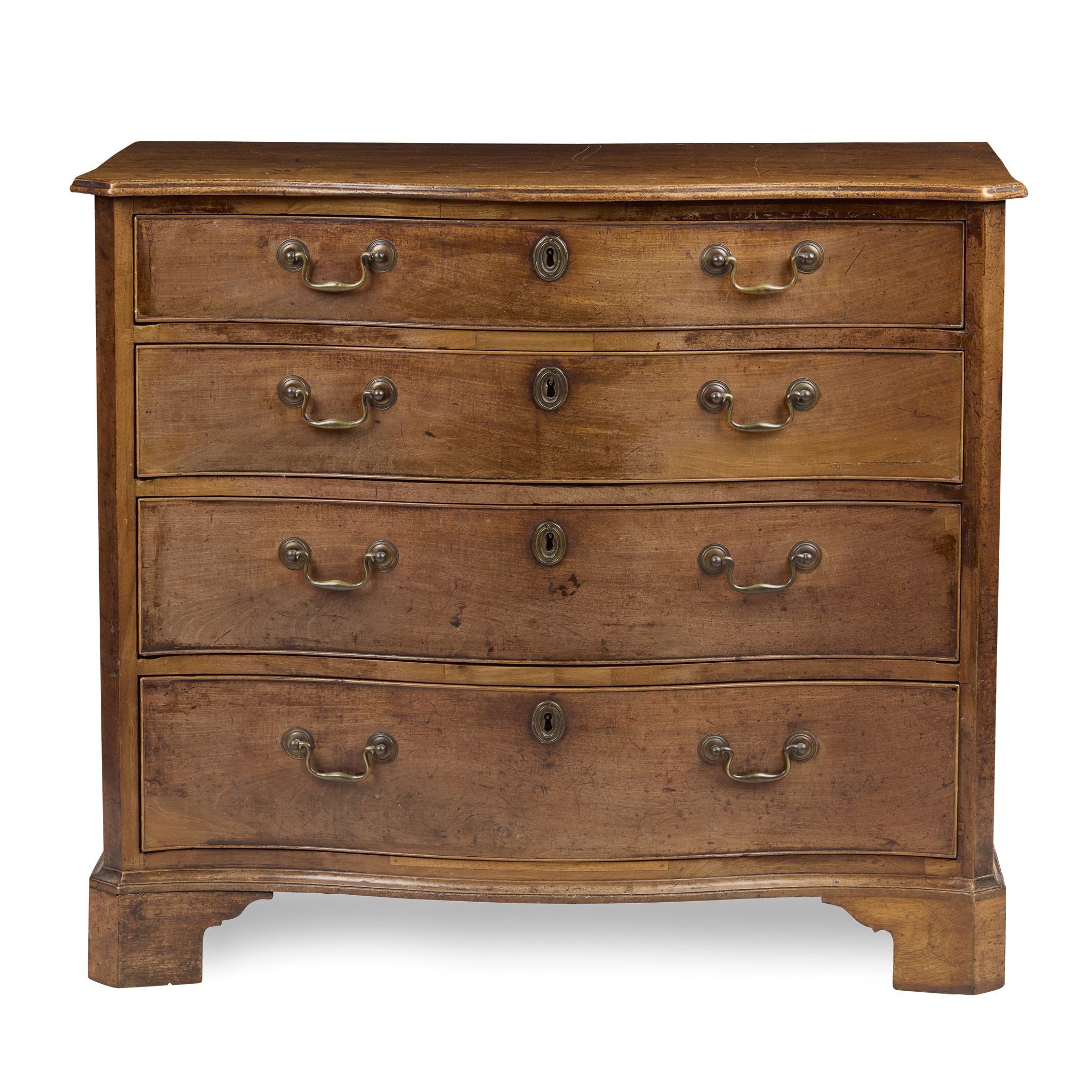 GEORGE III MAHOGANY SERPENTINE CHEST OF DRAWERS