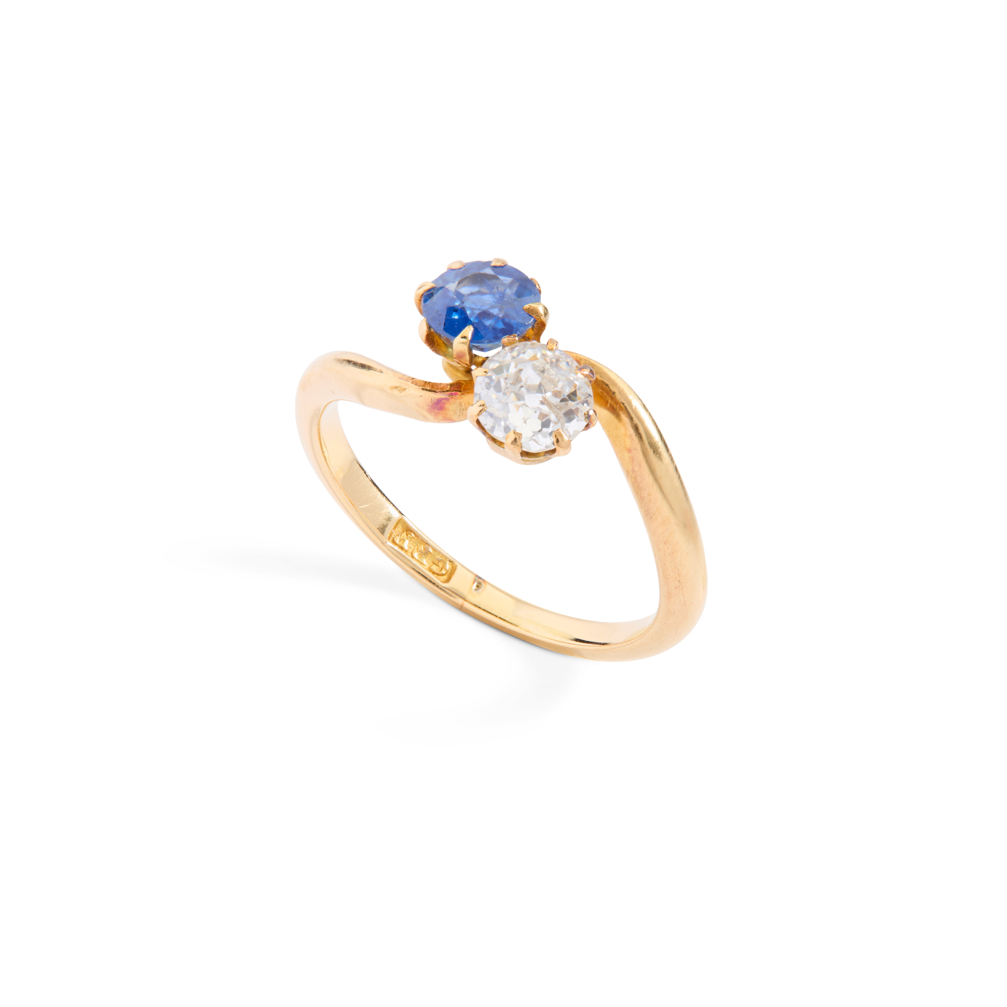 A sapphire and diamond 'Moi-et-Toi' ring