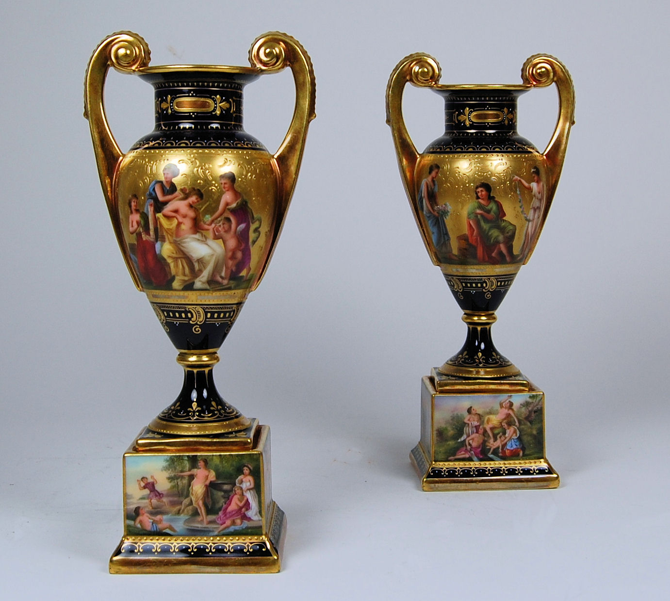 A pair of early 20th century Vienna vases Decorated by Franz Dörfl