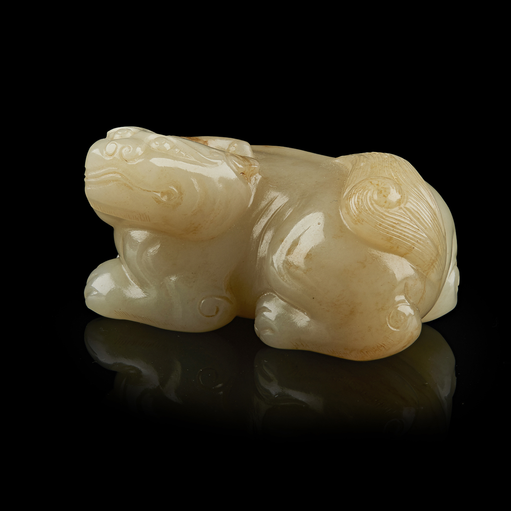 CELADON JADE MODEL OF A BIXIE