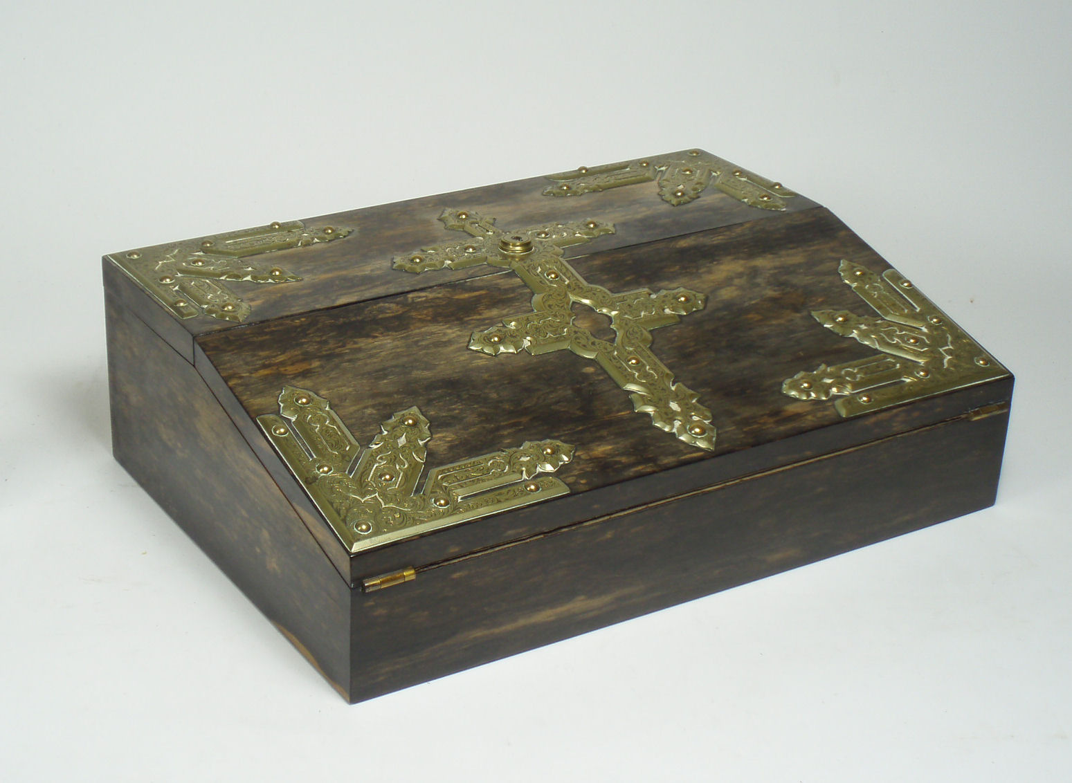 A Victorian coromandel wood lap desk