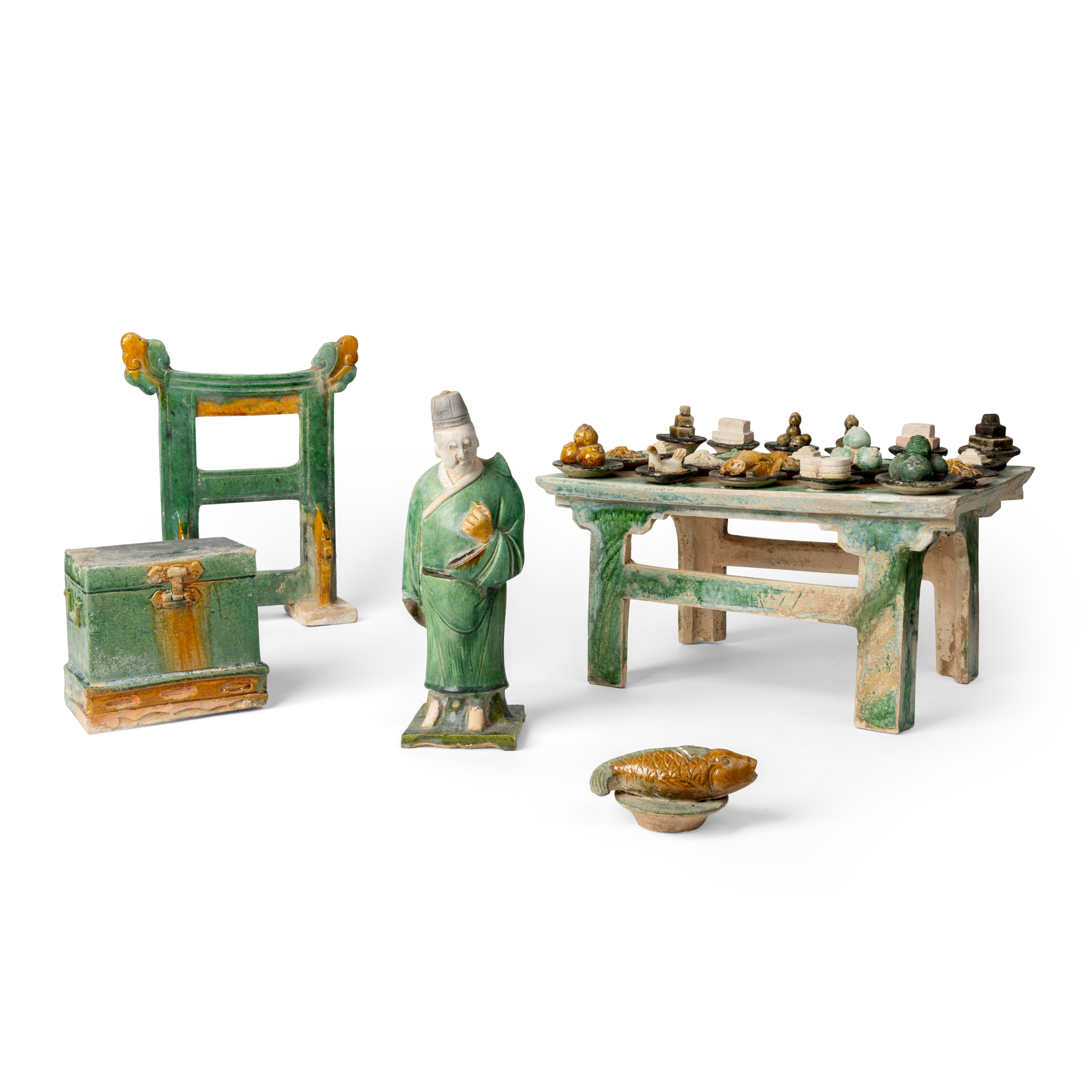 GROUP OF FIVE SANCAI WARES