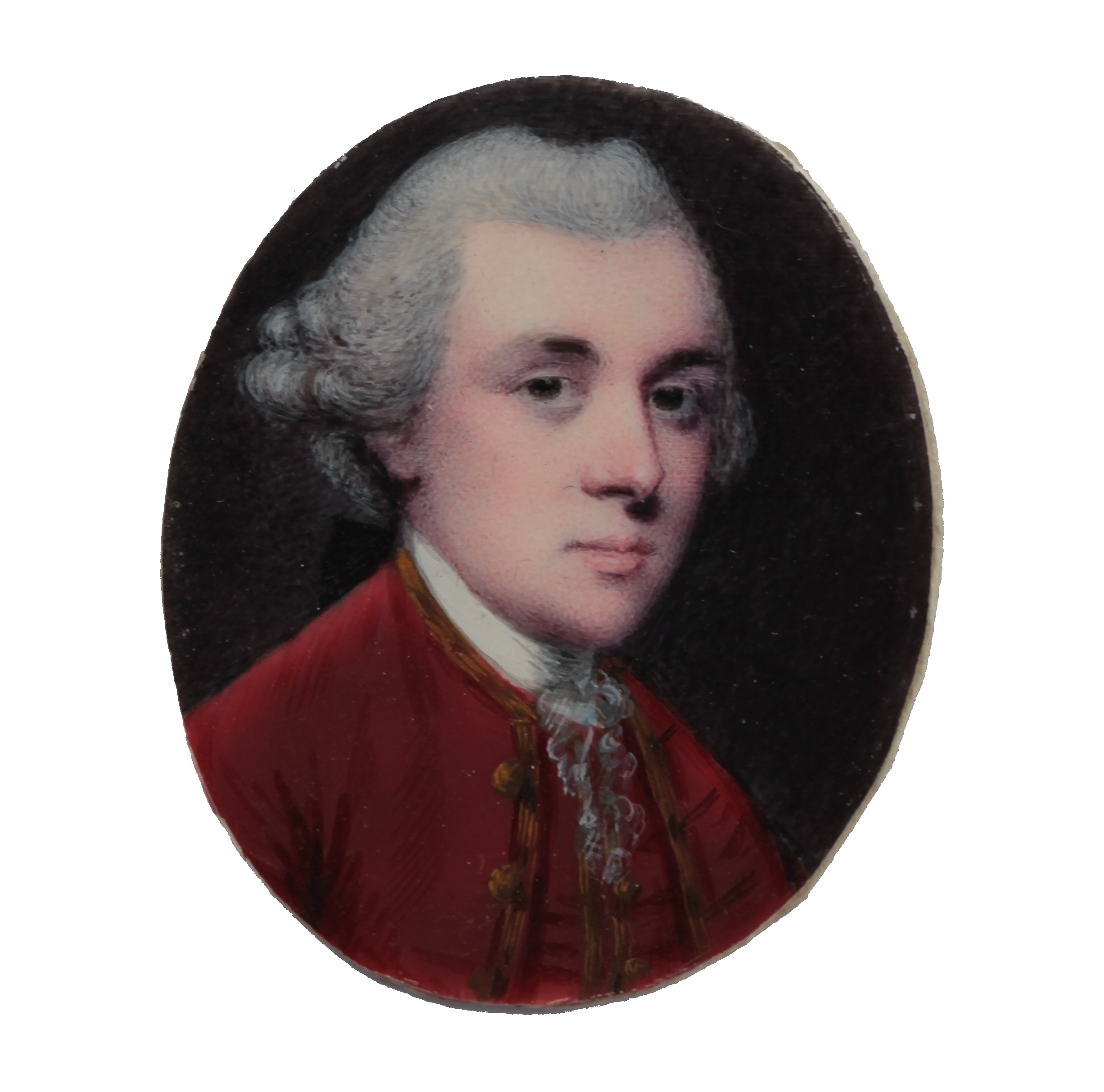 An oval hand-painted miniature portrait