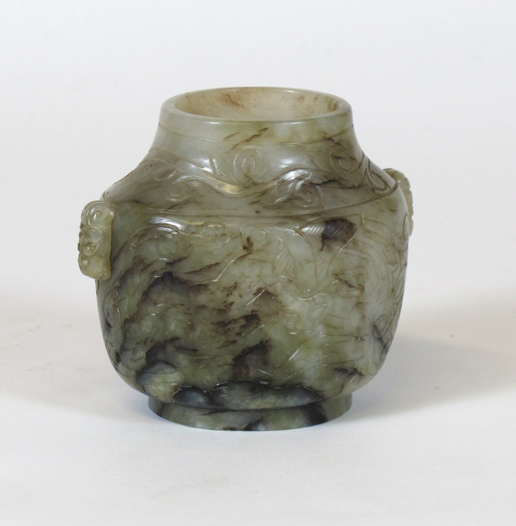 CHINESE GREY/ GREEN JADE VASE