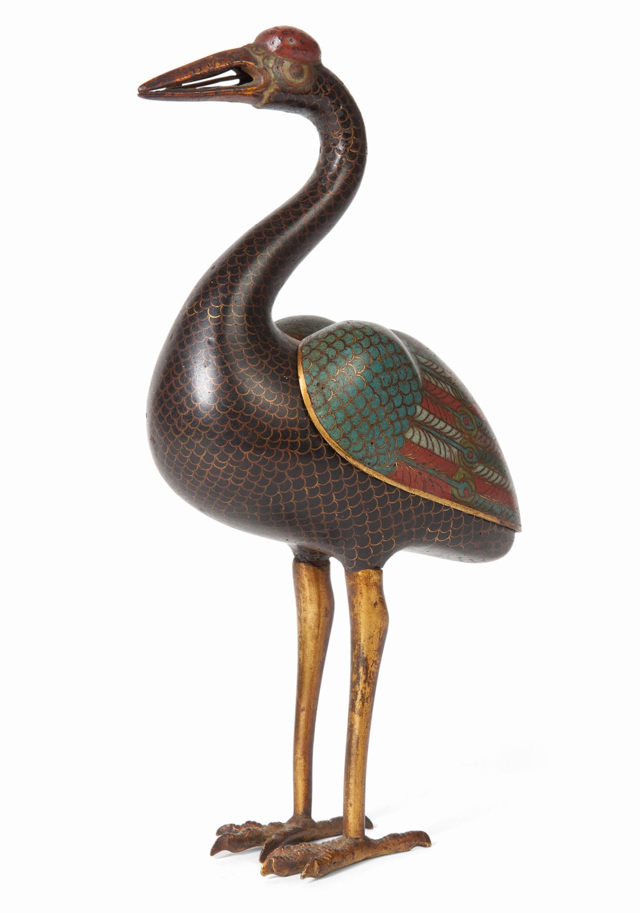 CHINESE CLOISONNE CRANE CENSER