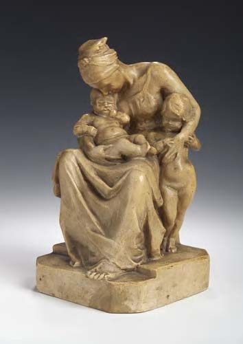 A Phoebe Stabler patinated plaster figure group,