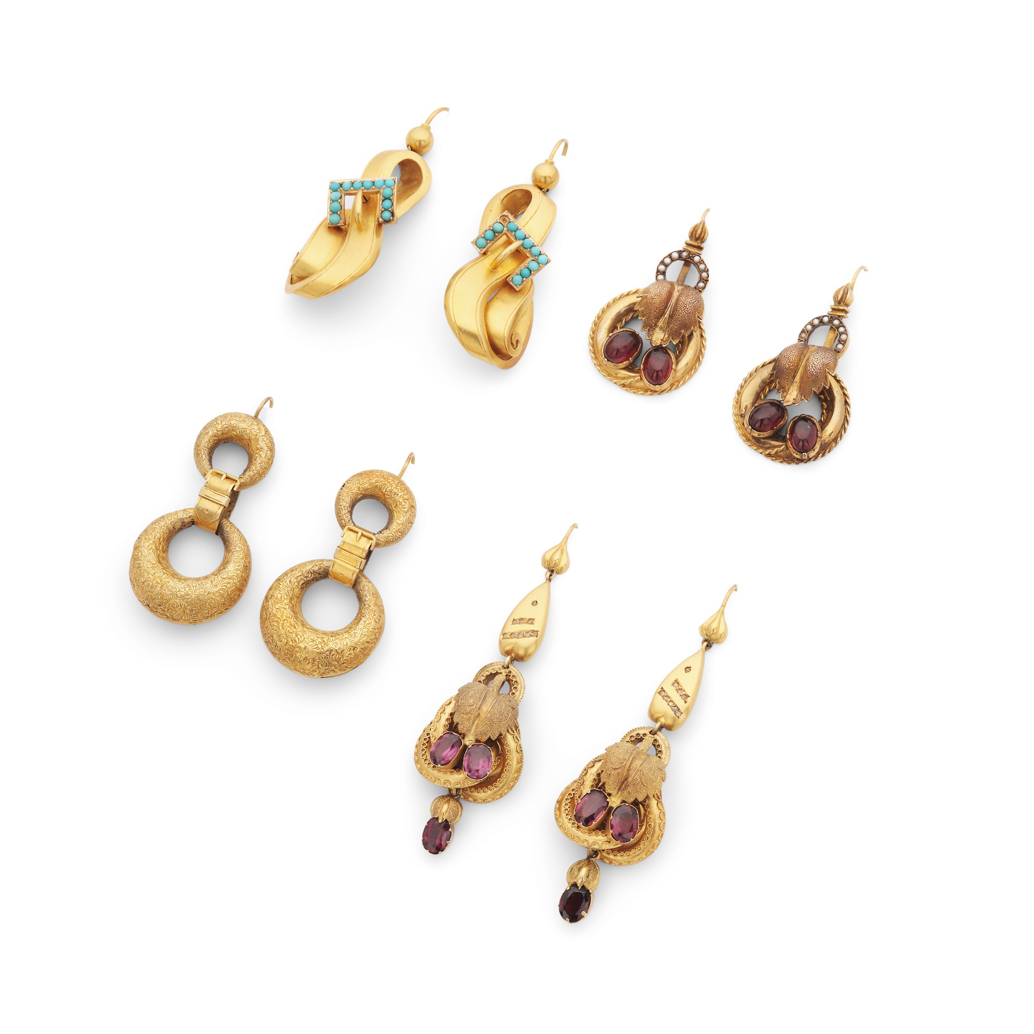 A collection of Victorian pendent earrings