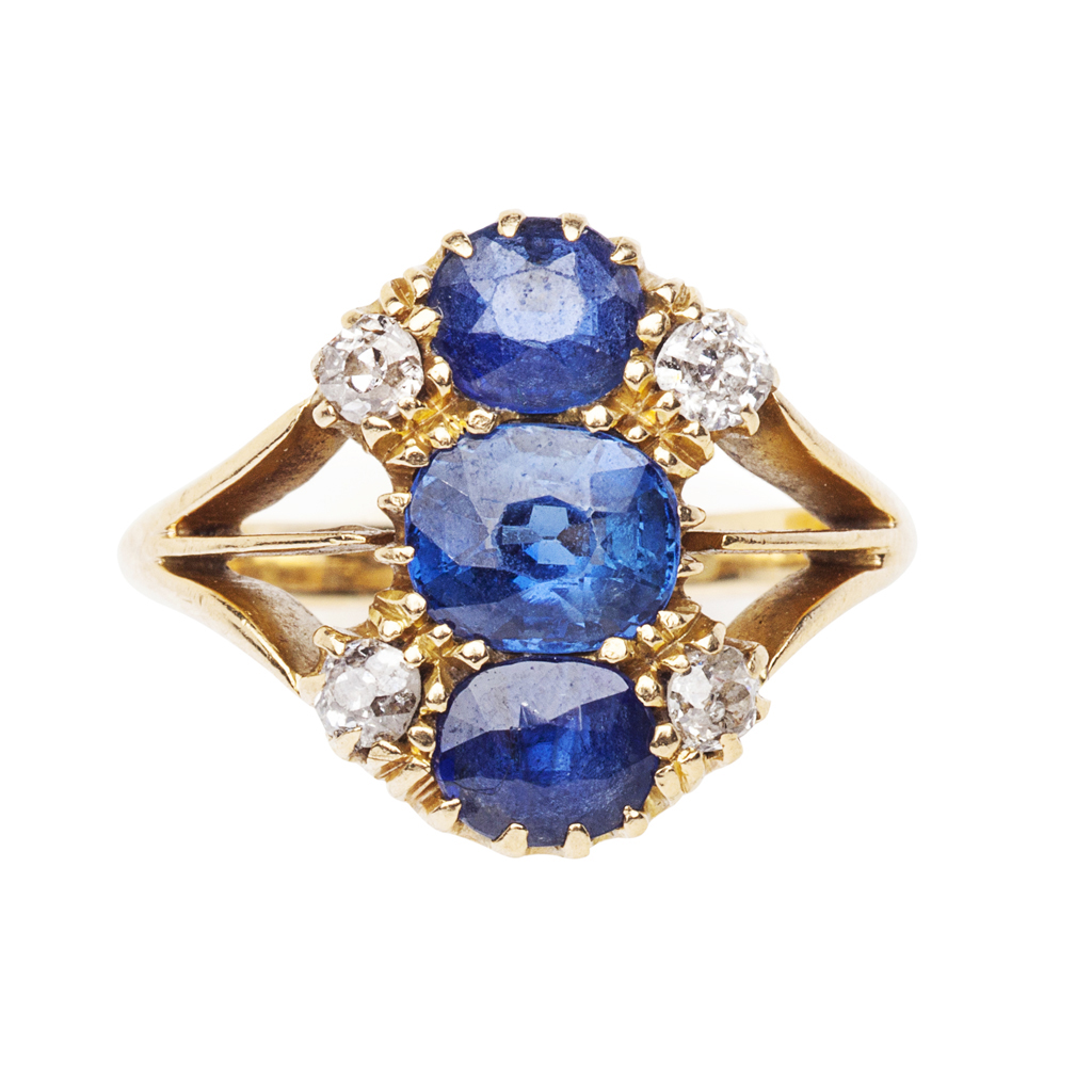 An Edwardian sapphire and diamond set ring