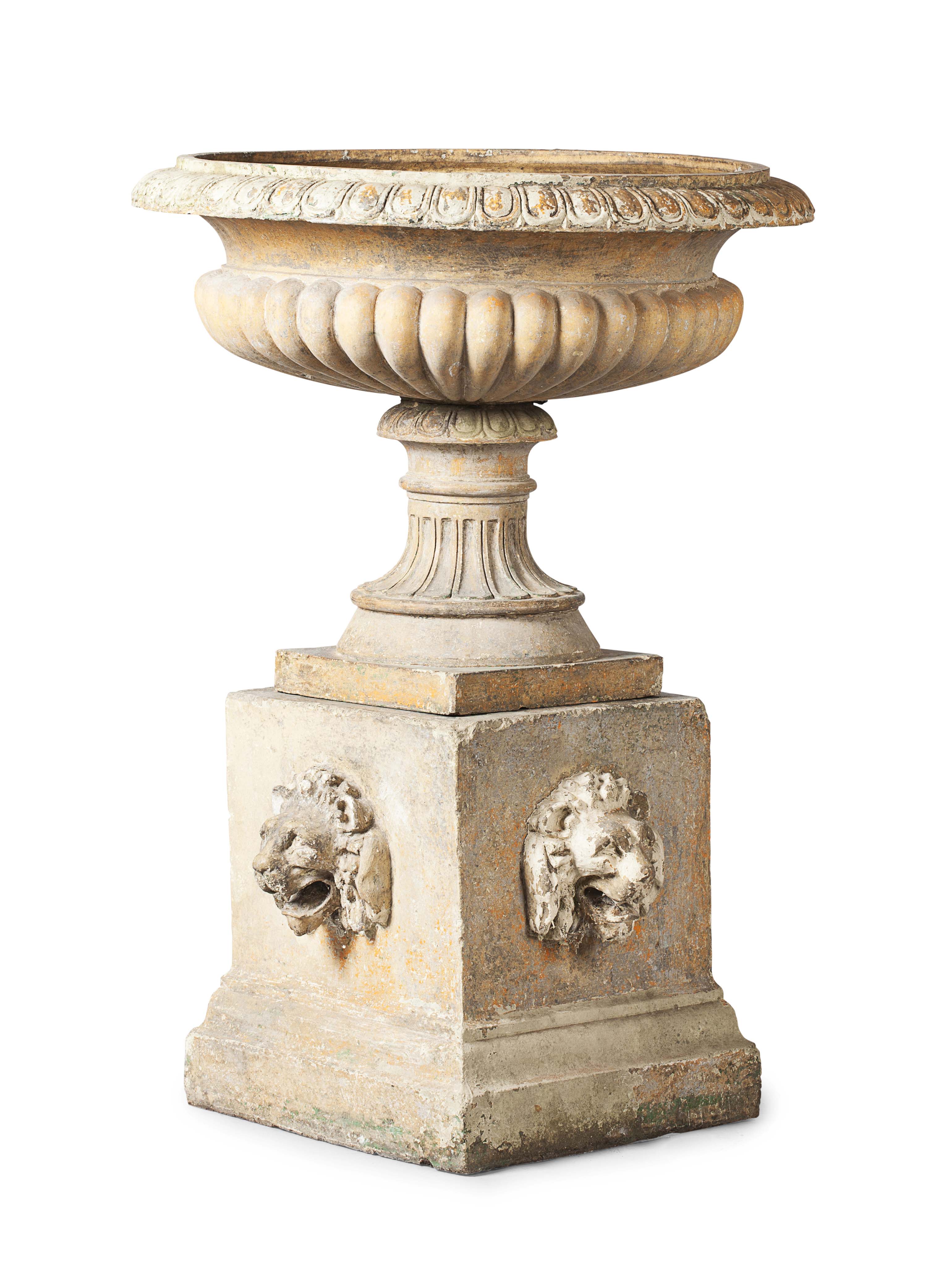 LARGE SCOTTISH FIRE-CLAY URN AND PEDESTAL BY LINDSAY & ANDERSON