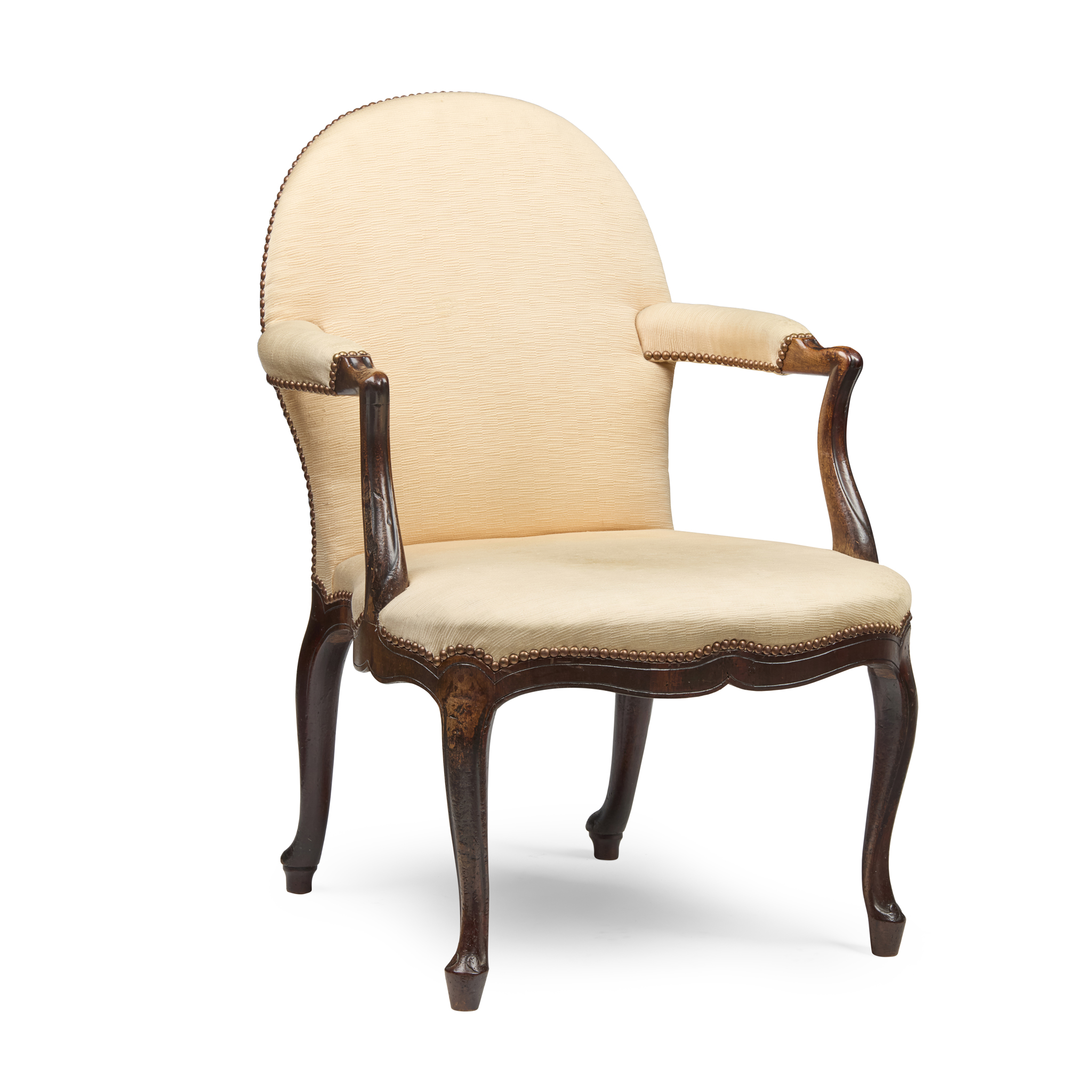 GEORGE III MAHOGANY OPEN ARMCHAIR