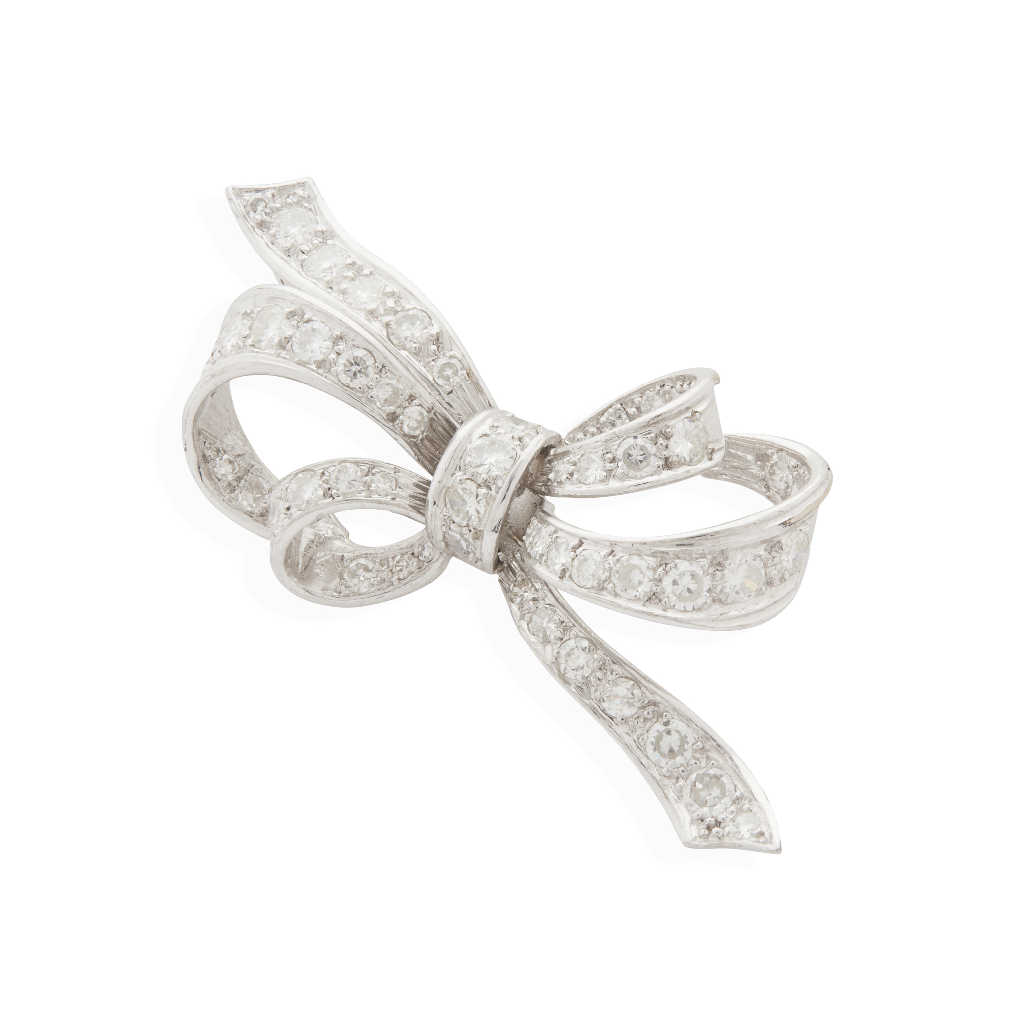 A diamond ribbon brooch