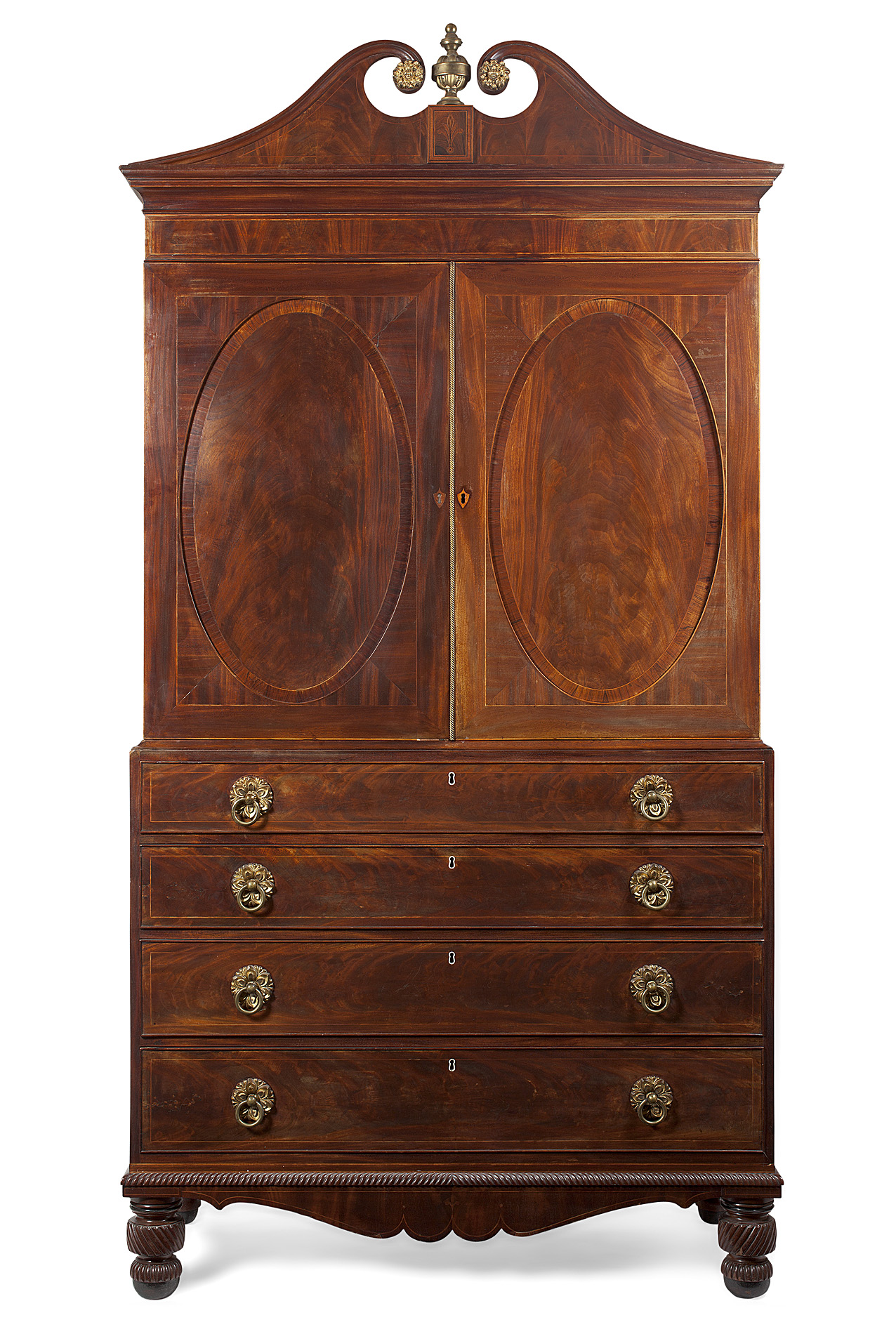 LATE REGENCY MAHOGANY PRESS CUPBOARD