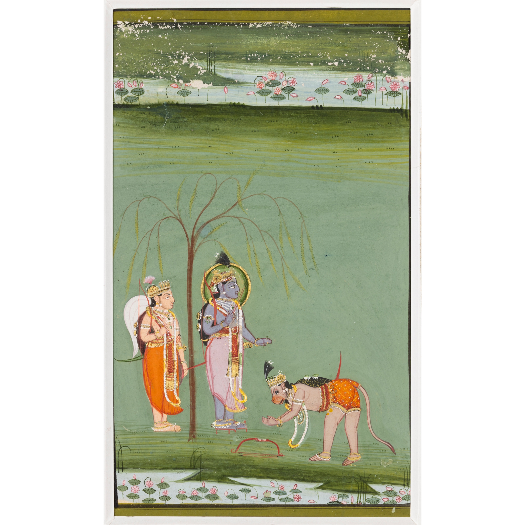 HANUMAN BOWING BEFORE RAMA AND LAXMA