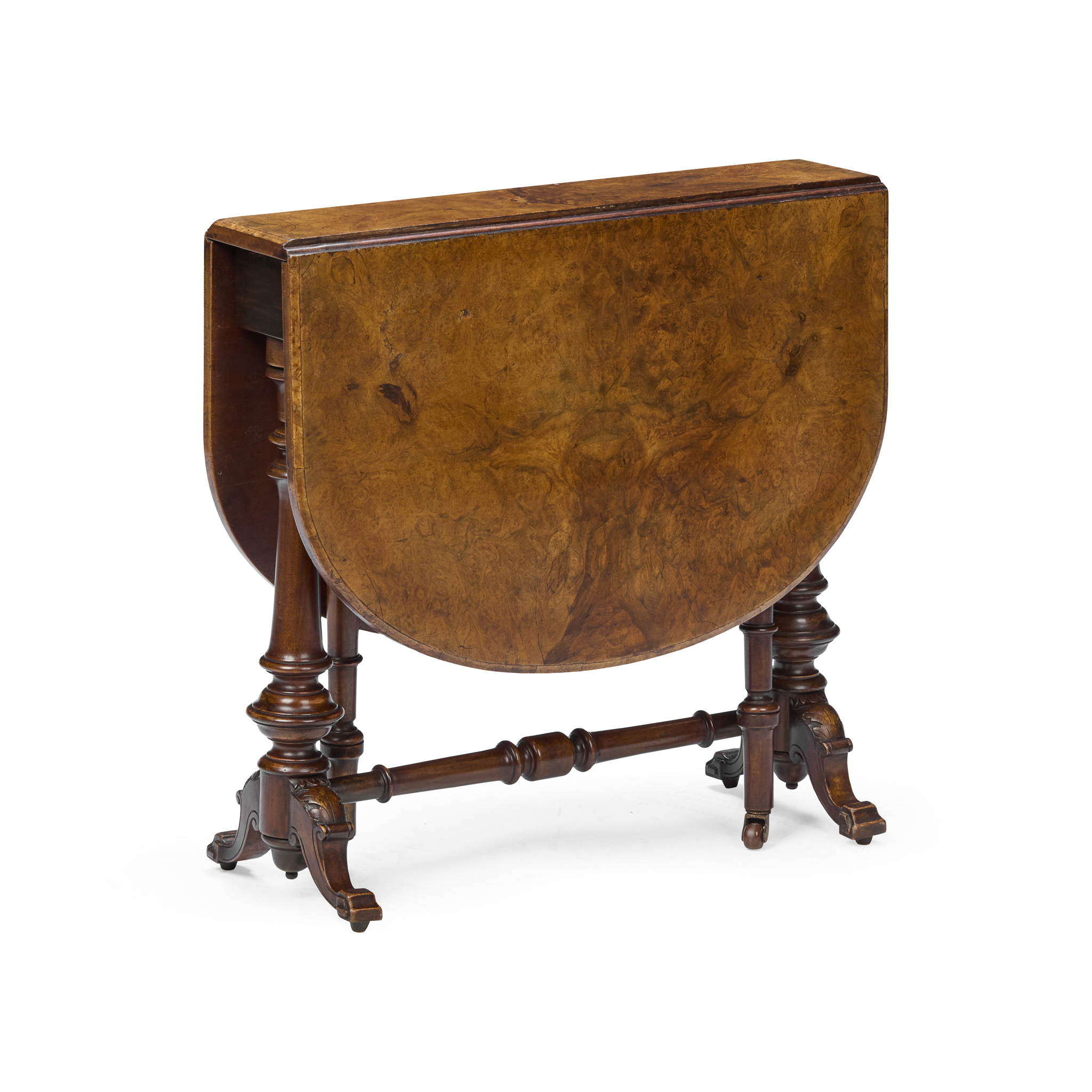 EARLY VICTORIAN SMALL WALNUT SUTHERLAND TABLE