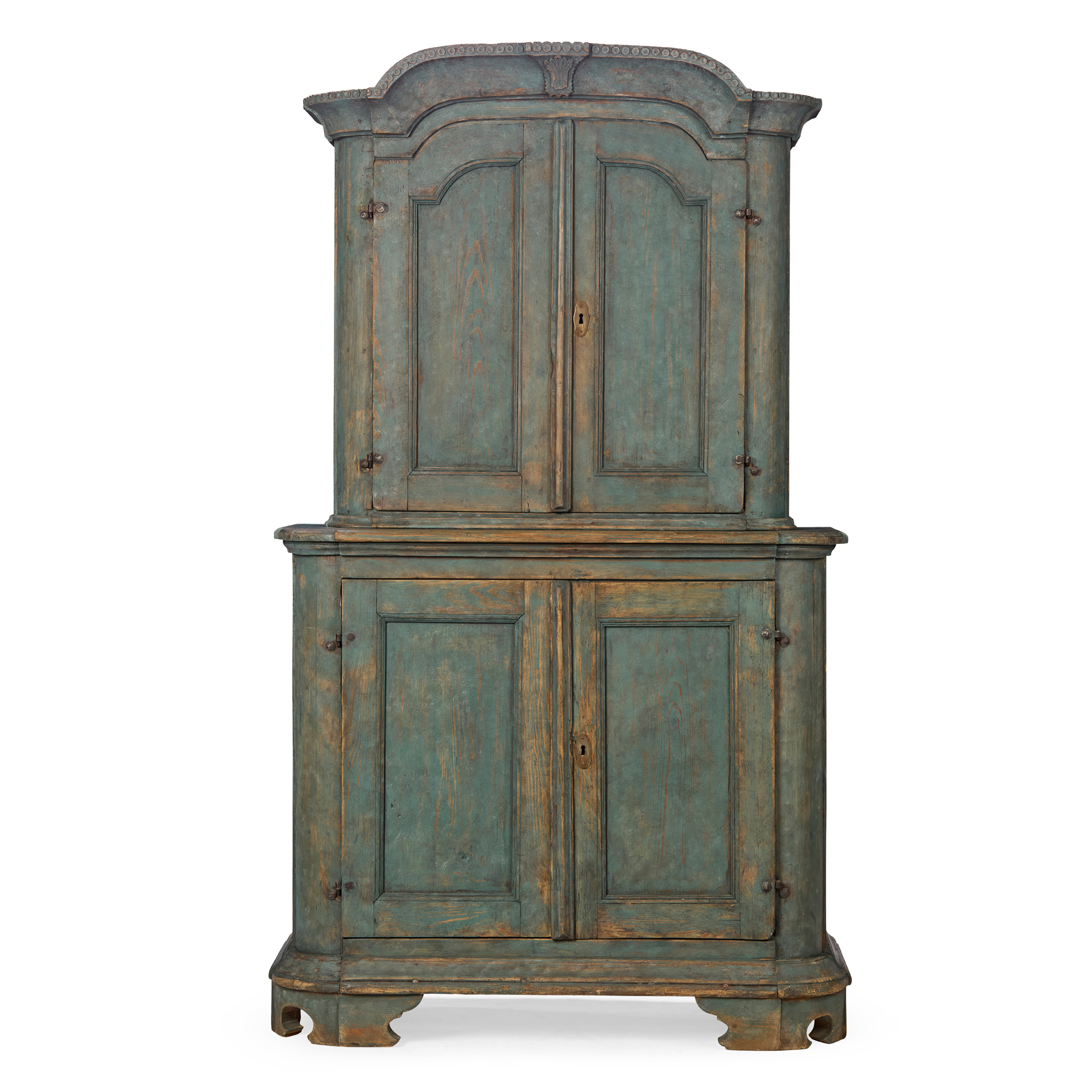 FRENCH PROVINCIAL BLUE PAINTED BUFFET A DEUX CORPS