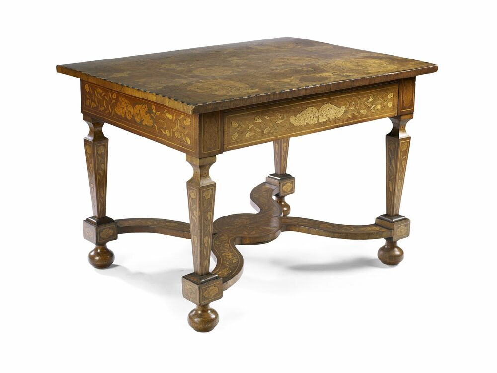 A Dutch walnut and floral marquetry centre table, circa 1800