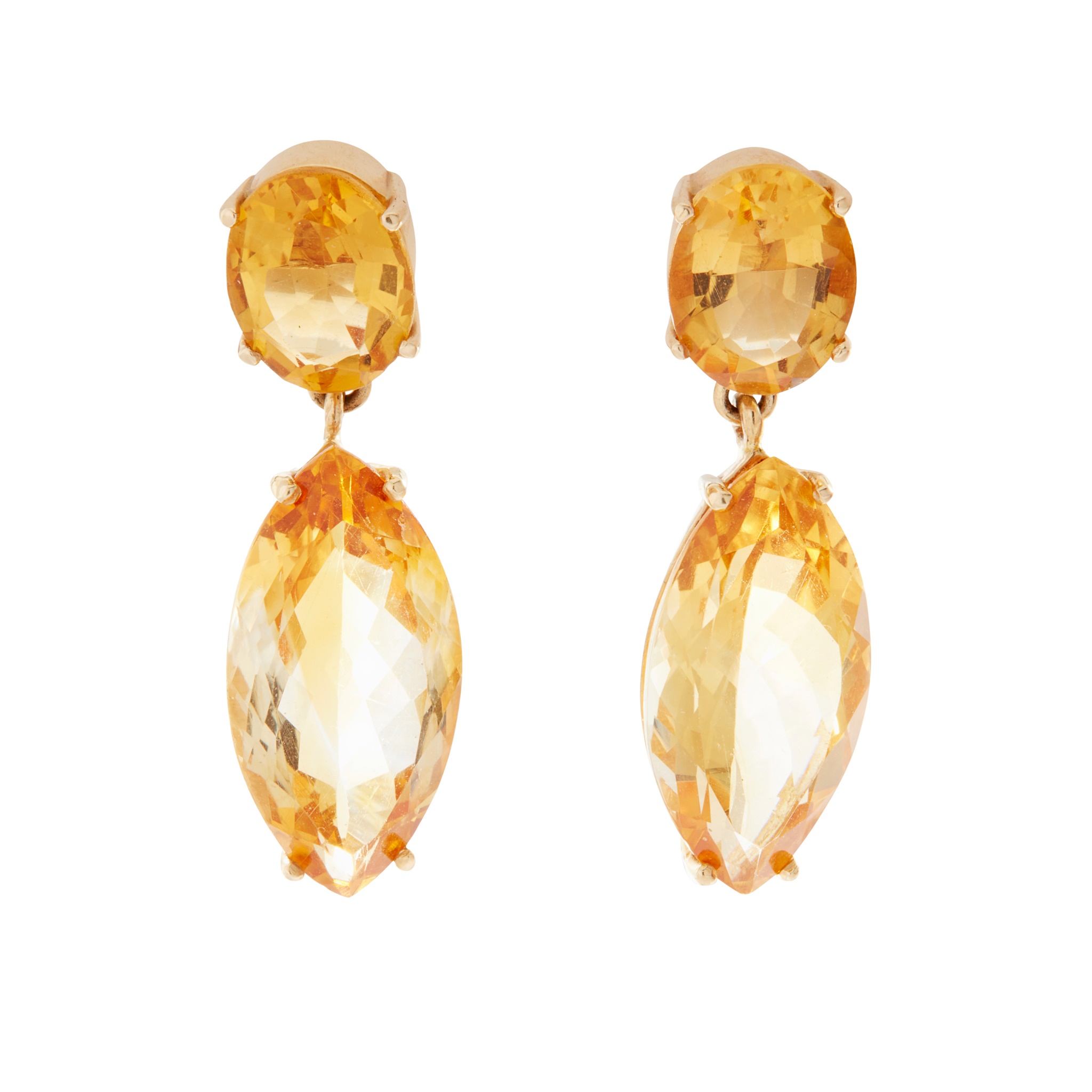 A pair of citrine pendent earrings