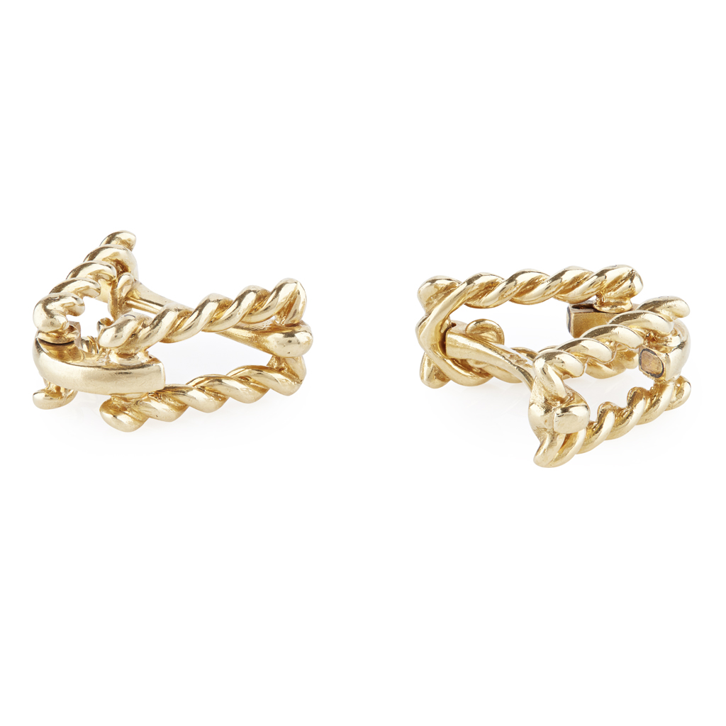 A pair of French rope twist cufflinks