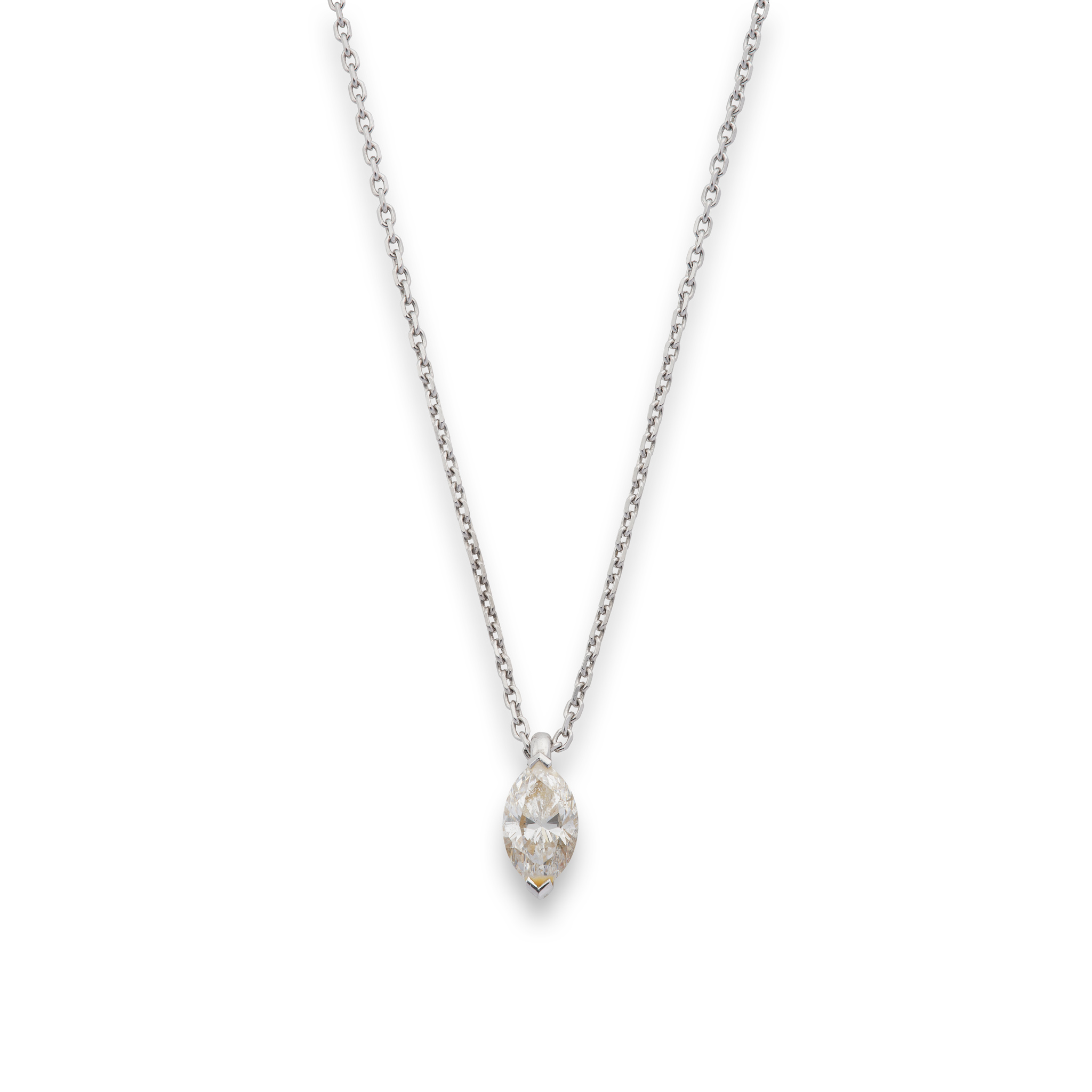 A marquise-cut diamond pendant necklace