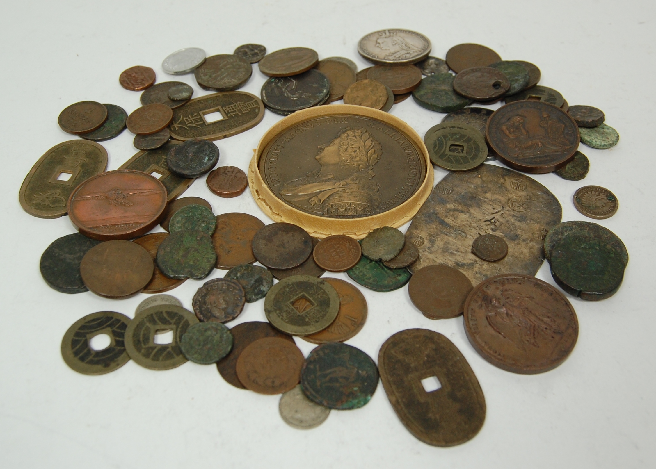 A collection of world coins
